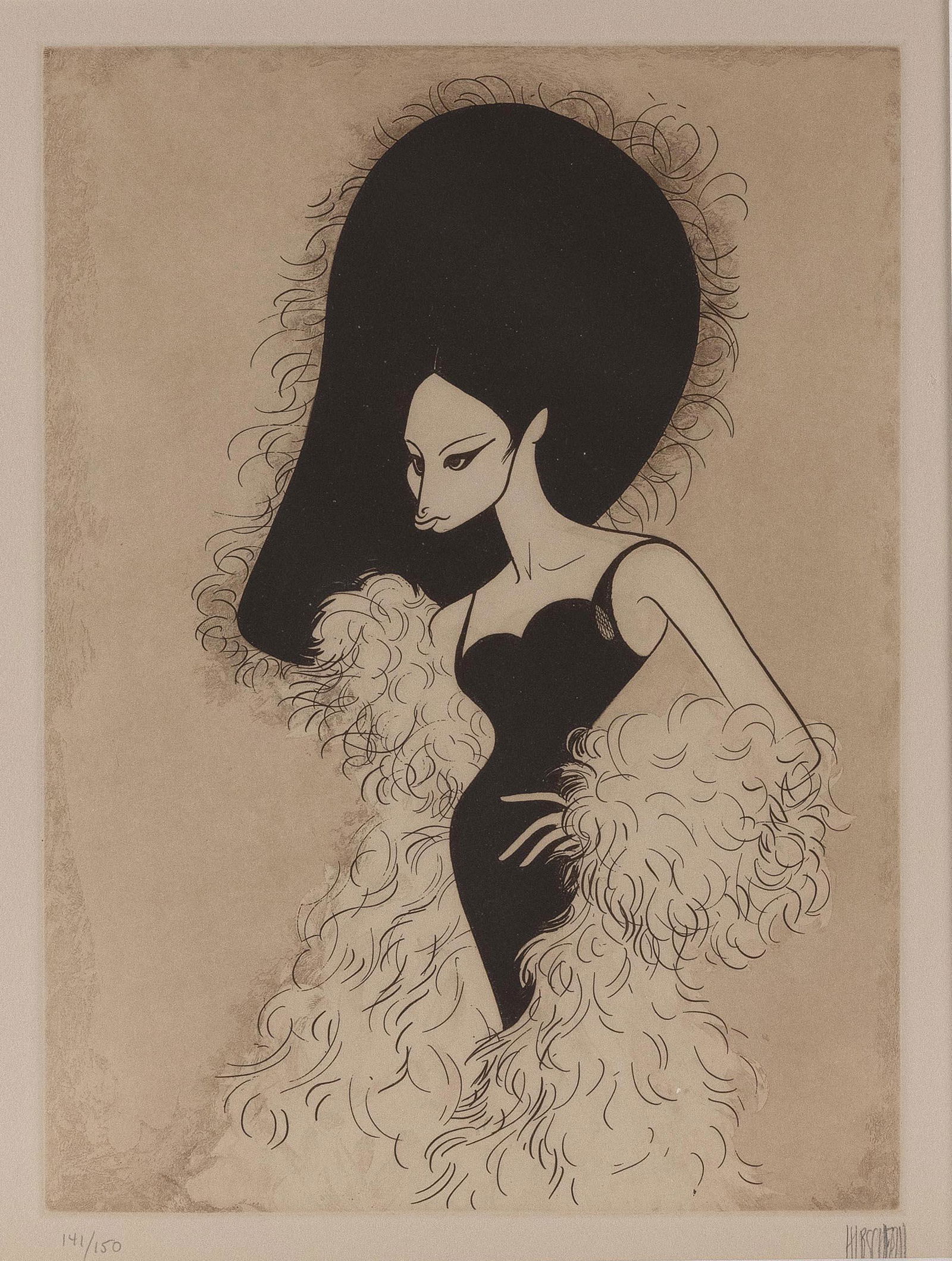 ALBERT HIRSCHFELD (America, 1903-2003), Barbra Streisand, 1975., Etching, 13.5” x 9.75”. (1 of 3)