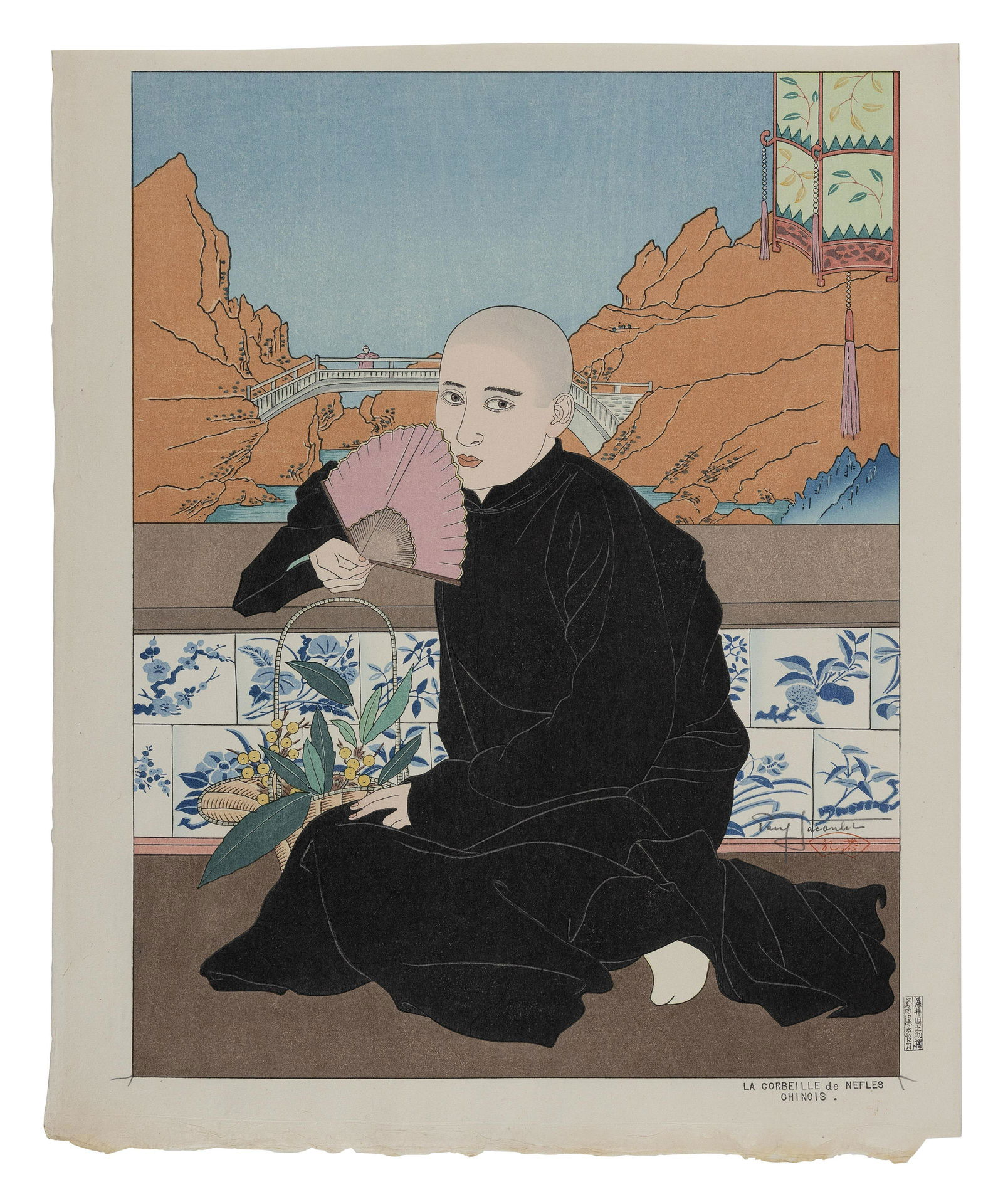 PAUL JACOULET (Japan/France, 1902-1960), La Corbeille de Nefles, Chinois., Woodblock print, 17î (1 of 2)