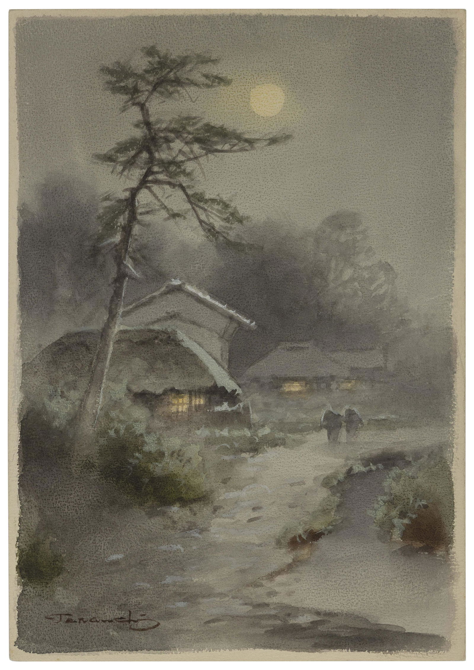 TERAUCHI MANJIRO (Japan, 1890-1964), Two village landscape views., Watercolors on paper, 12î x (1 of 2)