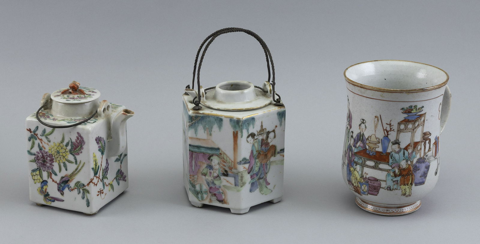 THREE PIECES OF CHINESE FAMILLE ROSE PORCELAIN 19th Century (1 of 6)