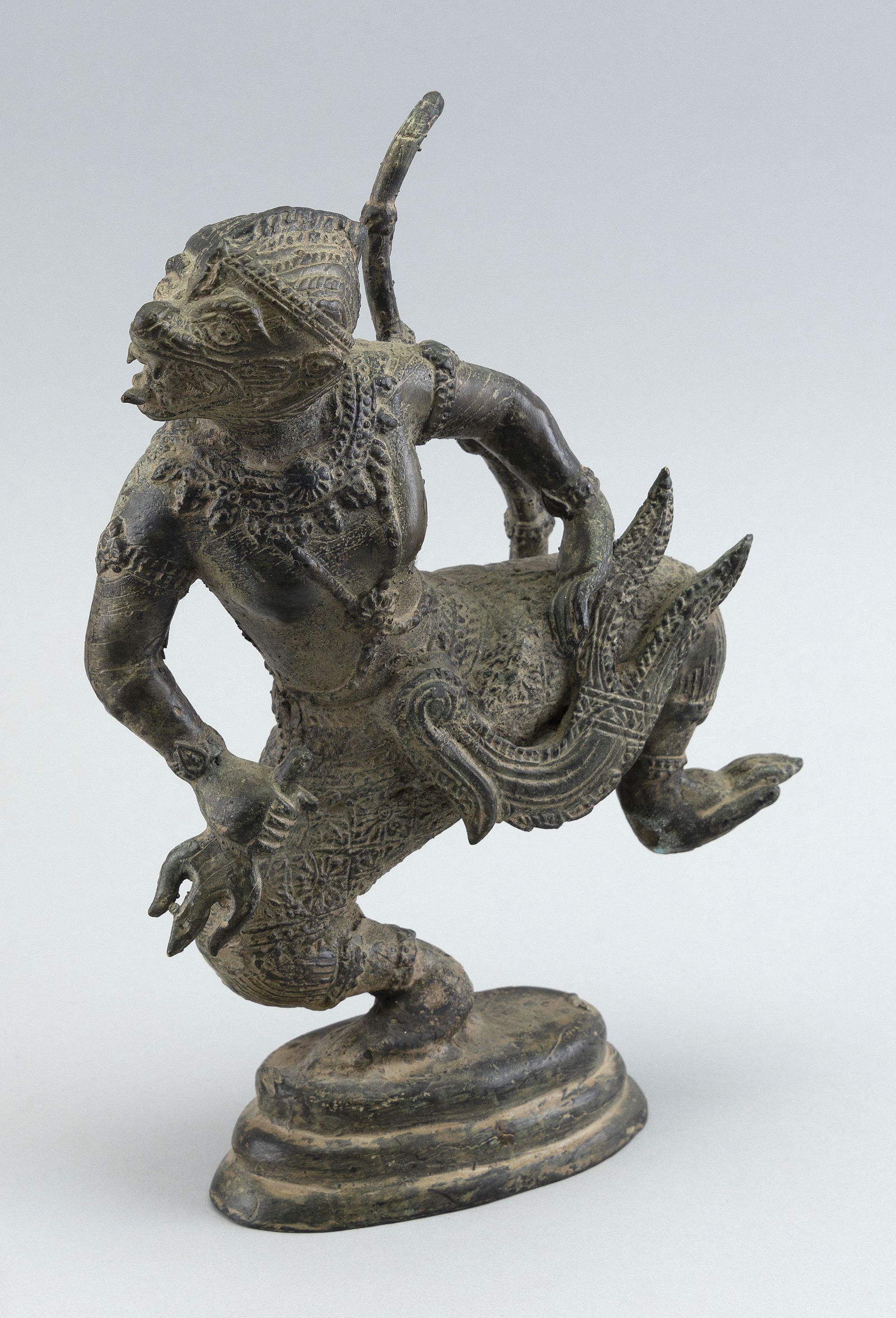 SOUTHEAST ASIAN BRONZE MONKEY KING SCULPTURE Early 20th Century Height 9.25". (1 of 2)
