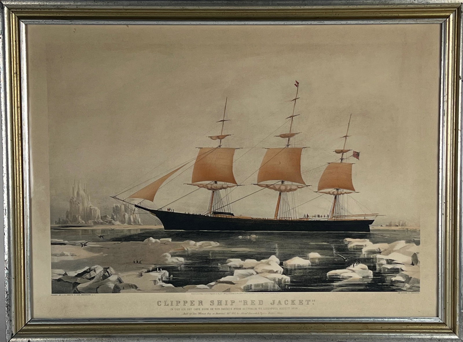PRINT ìCLIPPER SHIP RED JACKETî 20th Century 18.5î x 26î. Framed 22î x (1 of 5)