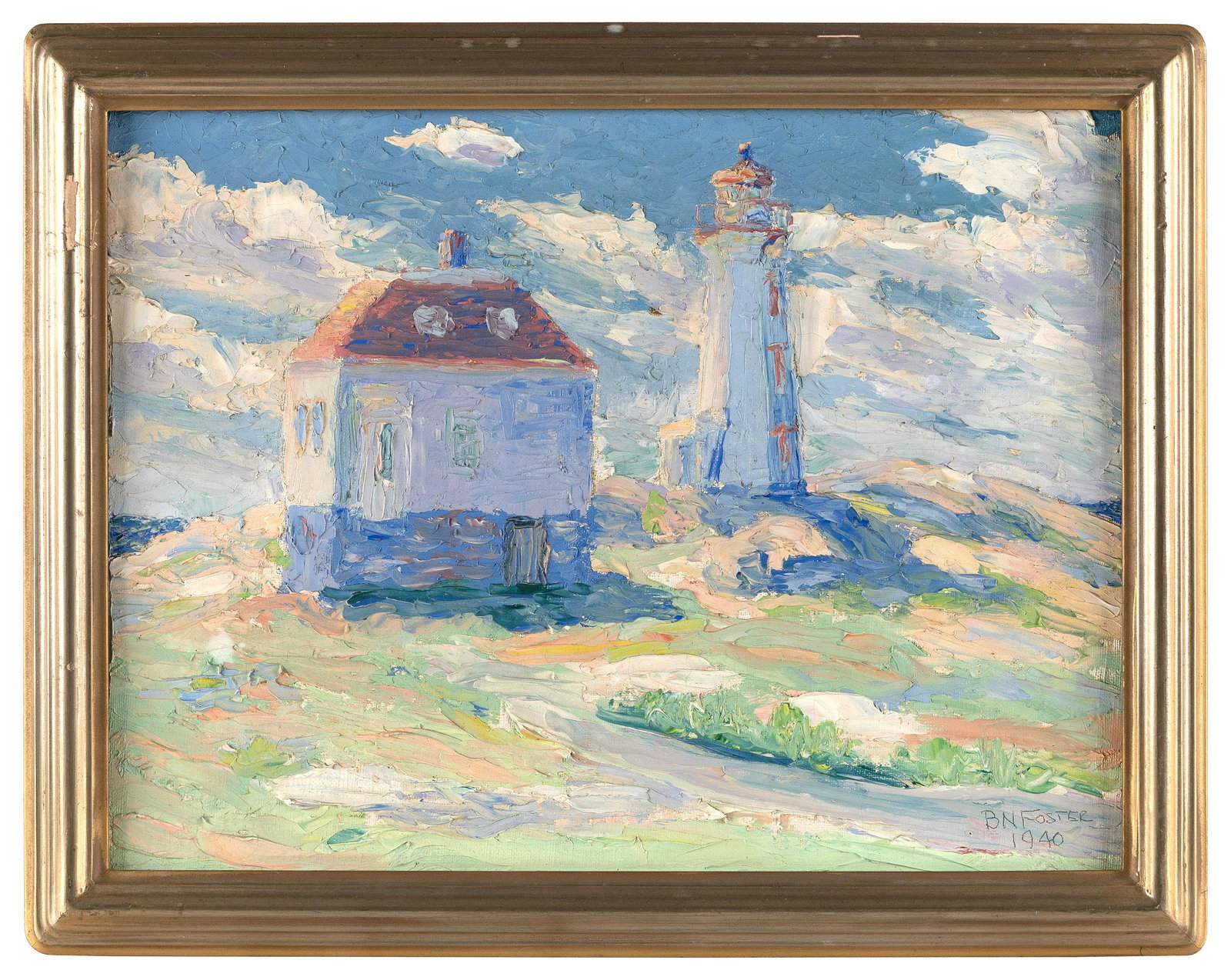 B. NORTON FOSTER (Florida, 1899-1987), Lighthouse., Oil on panel, 12î x 16î. Framed (1 of 2)