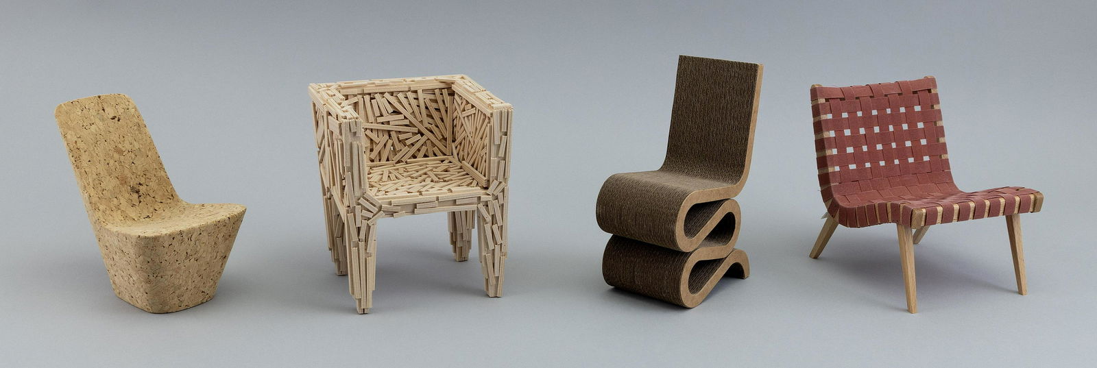 FOUR VITRA DESIGN MUSEUM MINIATURE CHAIRS 20th Century Heights from 4.75" to 5.75". (1 of 2)