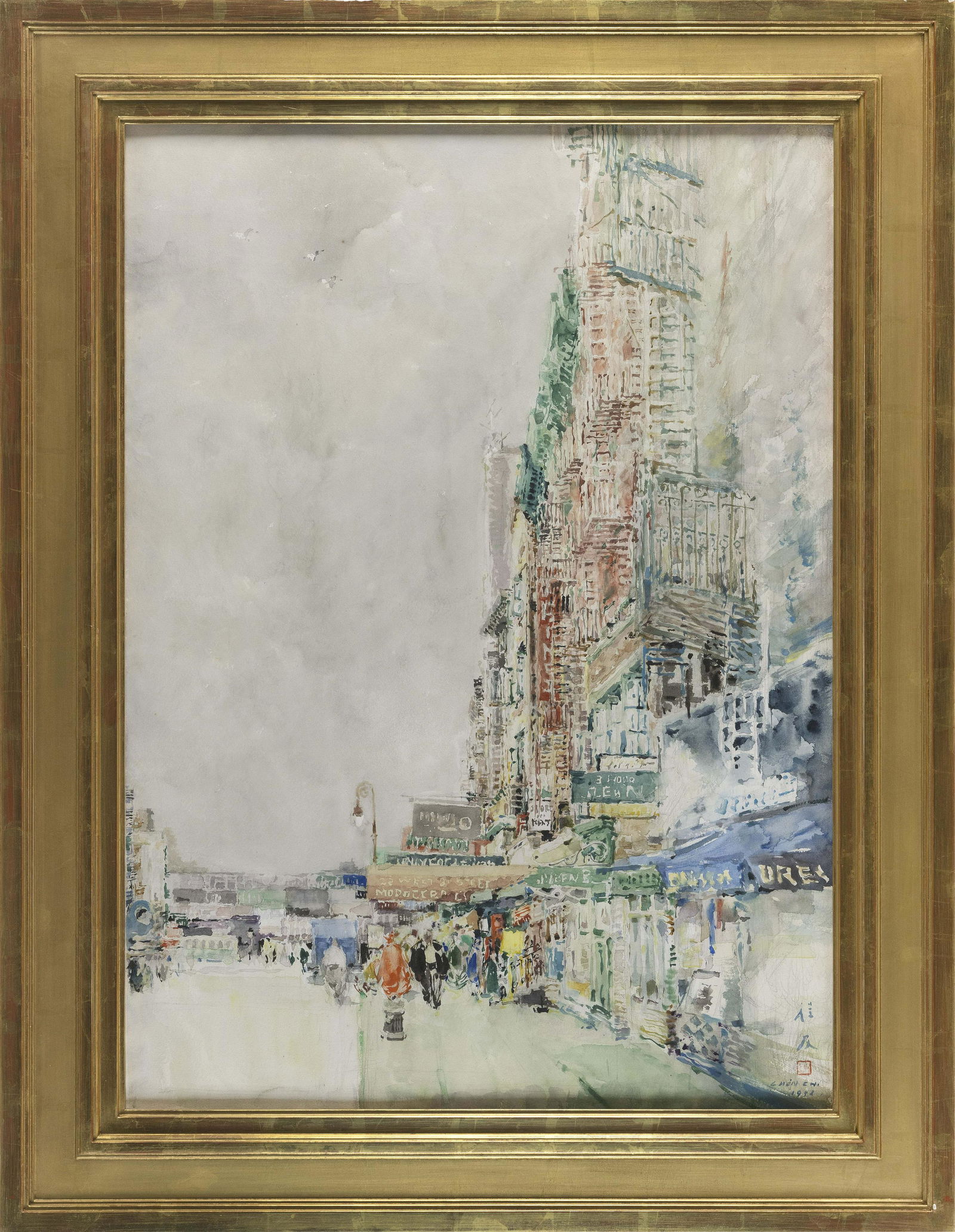 CHEN CHI (New York/China, 1912-2005), New York street scene., Watercolor on paper, 30" x 21" sight.: CHEN CHINew York/China, 1912-2005New York street scene. Signed lower right "Chen Chi".Watercolor on paper, 30" x 21" sight. Framed 36.5" x 28.5".