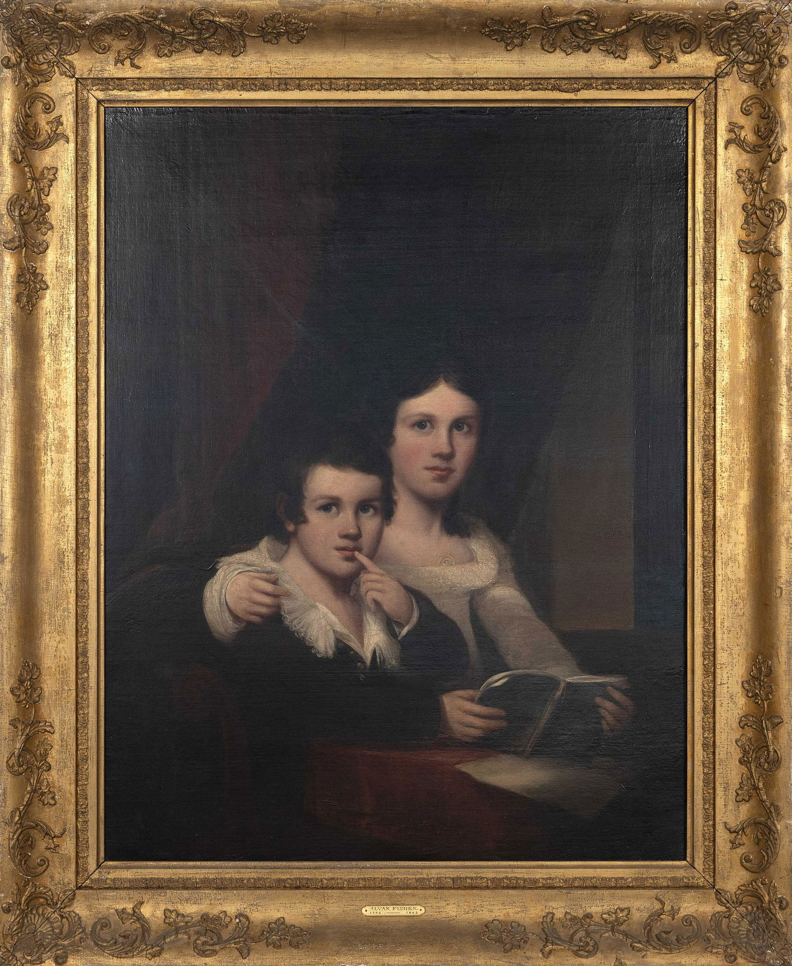ATTRIBUTED TO ALVAN FISHER (Massachusetts, 1792-1863), Portrait of a brother and sister., Oil on (1 of 2)