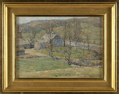 HORACE BROWN (Vermont/Illinois, 1876-1949), "The Homestead, Springfield, Vt"., Oil on canvas board,: HORACE BROWNVermont/Illinois, 1876-1949"The Homestead, Springfield, Vt". Signed lower right "Horace Brown". Titled verso.Oil on canvas board, 10" x 14". Framed 15" x