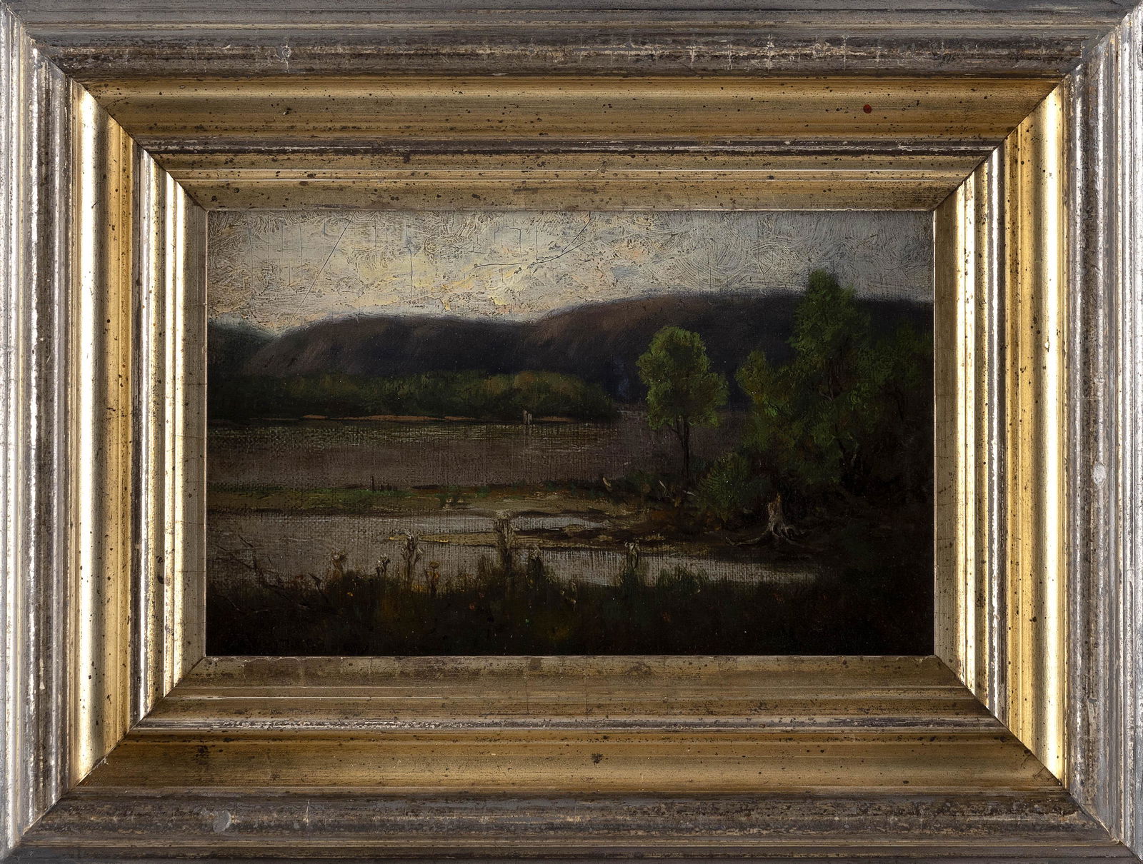 GEORGE WILLIAM WHITAKER (Rhode Island/New York/Massachusetts, 1841-1916), Landscape study., Oil on: GEORGE WILLIAM WHITAKERRhode Island/New York/Massachusetts, 1841-1916Landscape study. Signed and dated lower left "G.W. Whitaker 82".Oil on artist board, 6" x 9.5". Framed 10.5&quo