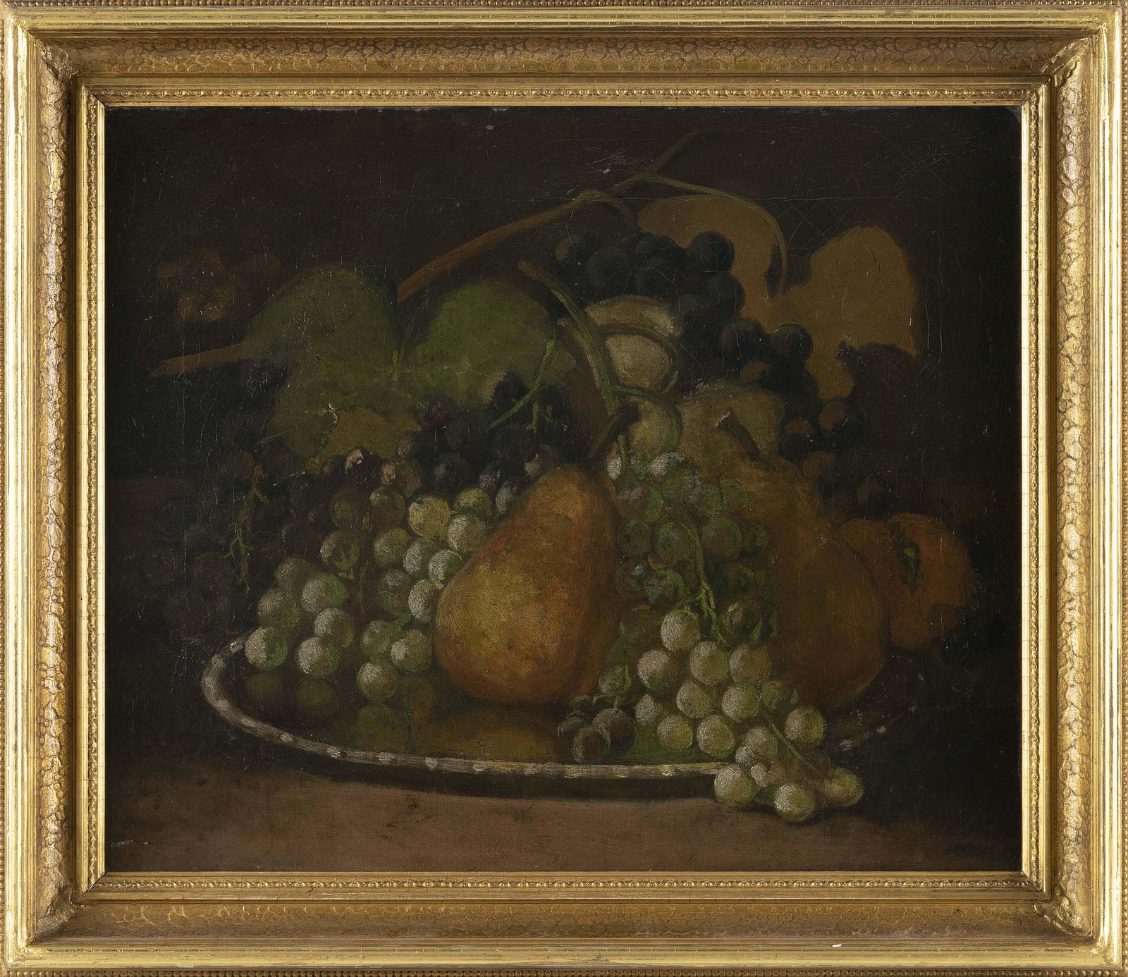 GEORGE WILLIAM WHITAKER (Rhode Island/New York/Massachusetts, 1841-1916), "Fruit Still Life"., Oil: GEORGE WILLIAM WHITAKERRhode Island/New York/Massachusetts, 1841-1916"Fruit Still Life". Partial signature lower left.Oil on canvas, 15" x 11". Framed 20.5" x 17.75". Pro
