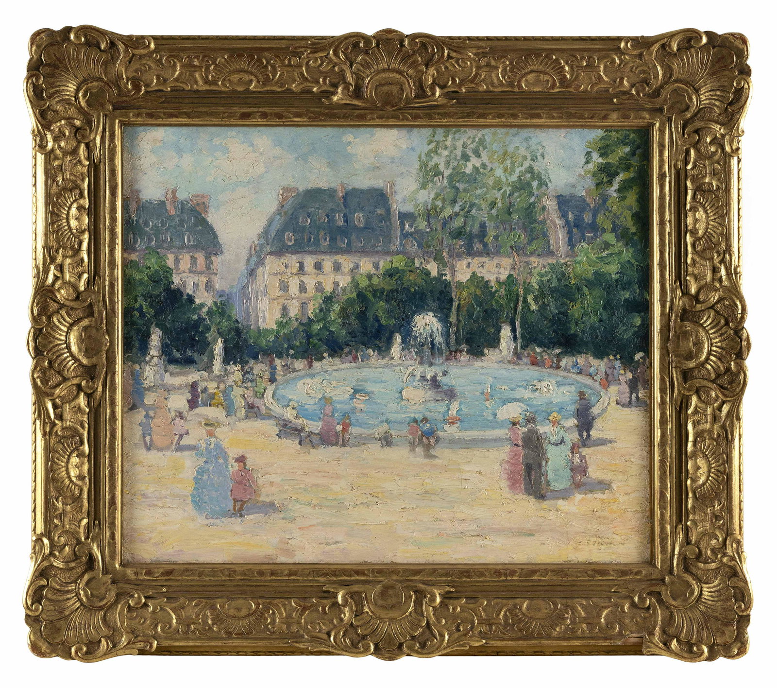 ATTRIBUTED TO CHAUNCEY FOSTER RYDER (New York/New Hampshire, 1868-1949), Parisian fountain., Oil on (1 of 3)