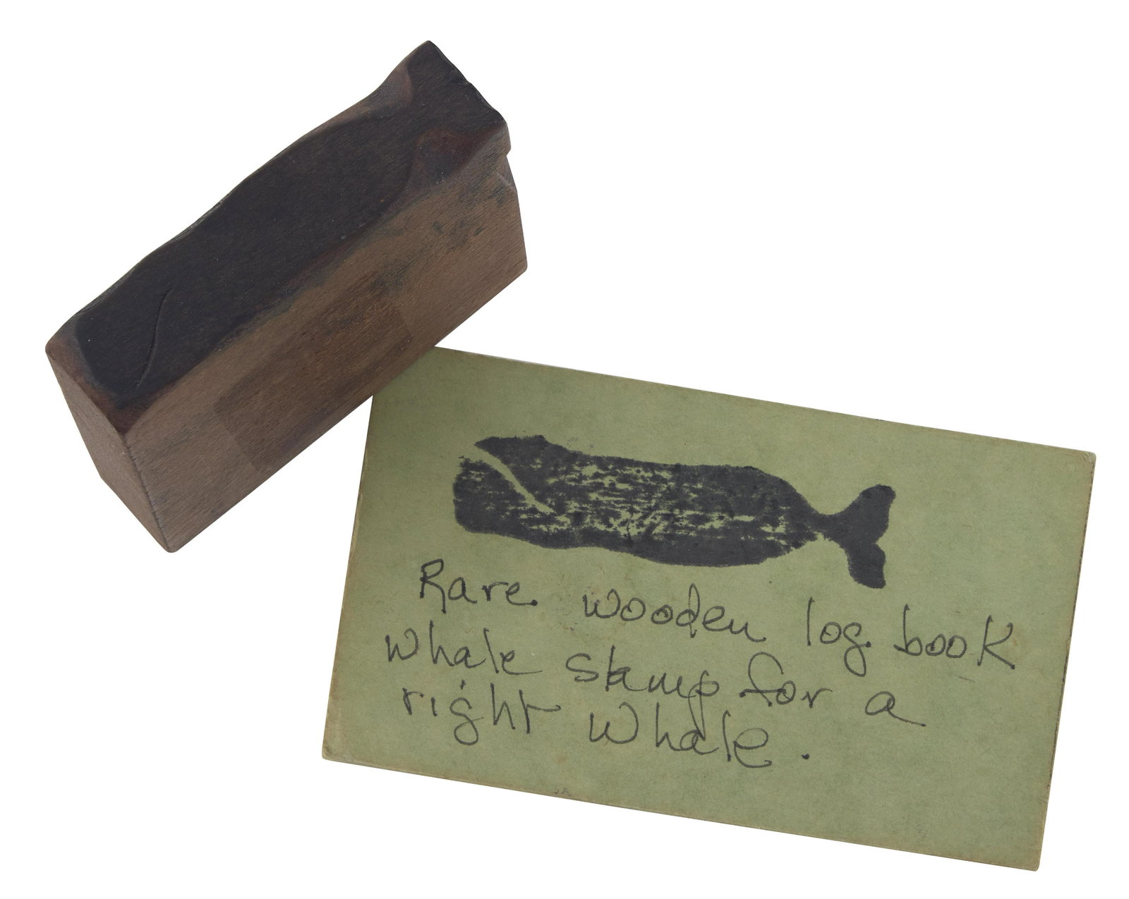 CARVED HARDWOOD WHALING LOGBOOK STAMP OF A RIGHT WHALE 19th Century 2.25î x 2.25î.: CARVED HARDWOOD WHALING LOGBOOK STAMP OF A RIGHT WHALE 19th Century 2.25î x 2.25î.