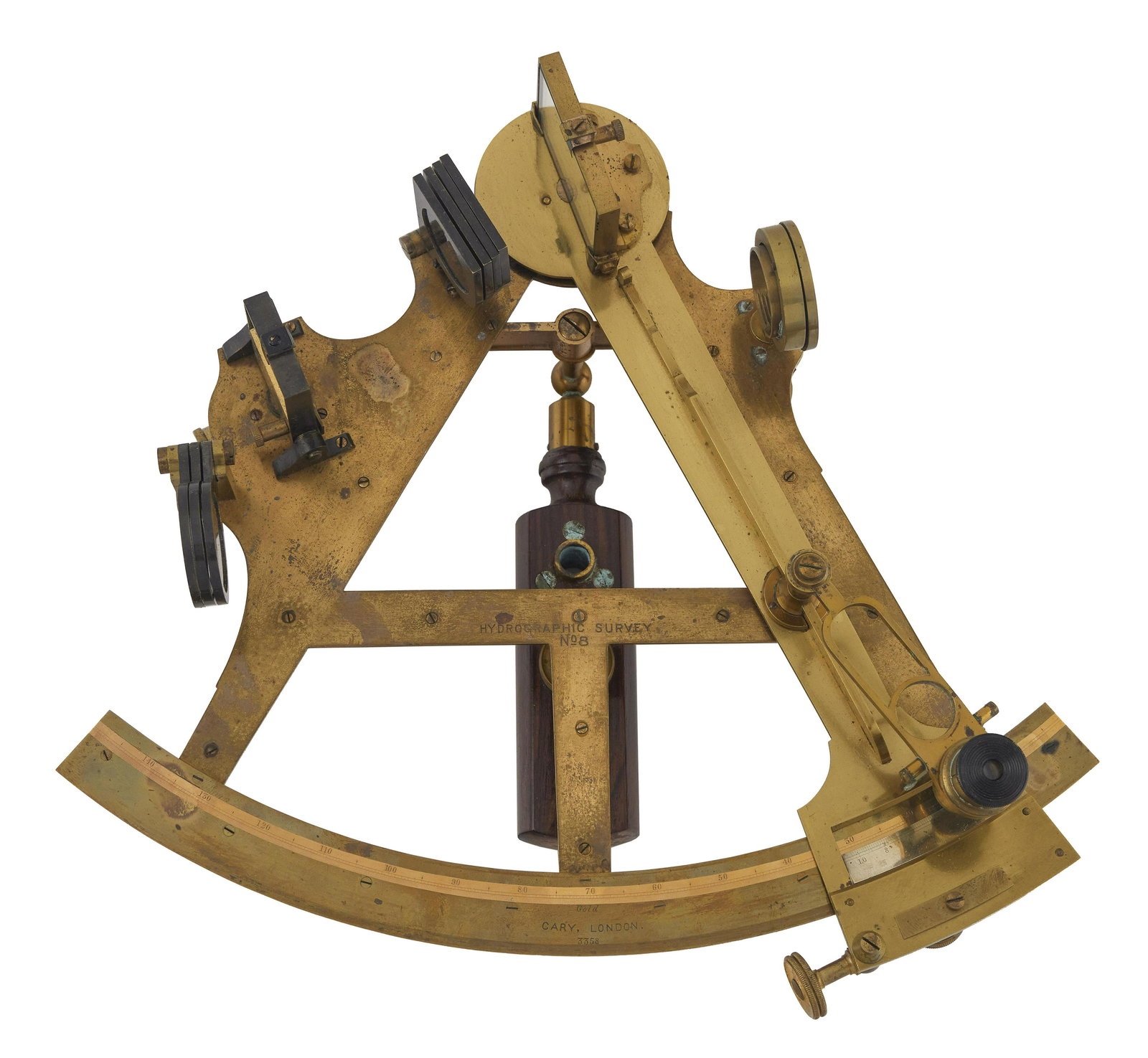 CASED BRASS T-FRAME SEXTANT Late 19th/Early 20th Century Case height 5.25î. Width 12î. (1 of 2)