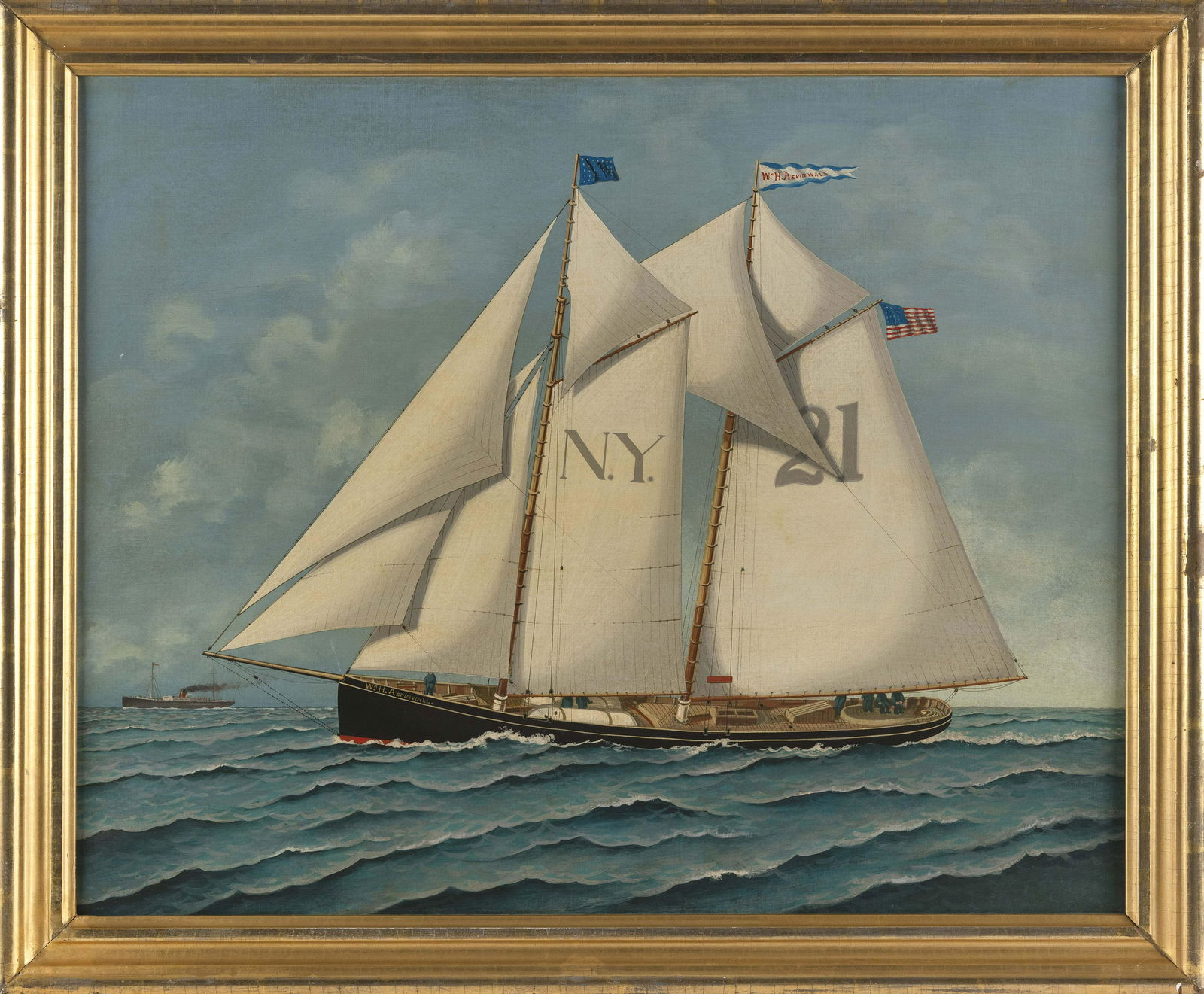 AMERICAN SCHOOL (Circa 1900,), Portrait of the New York pilot boat 21, the William H. Aspinwall., (1 of 2)