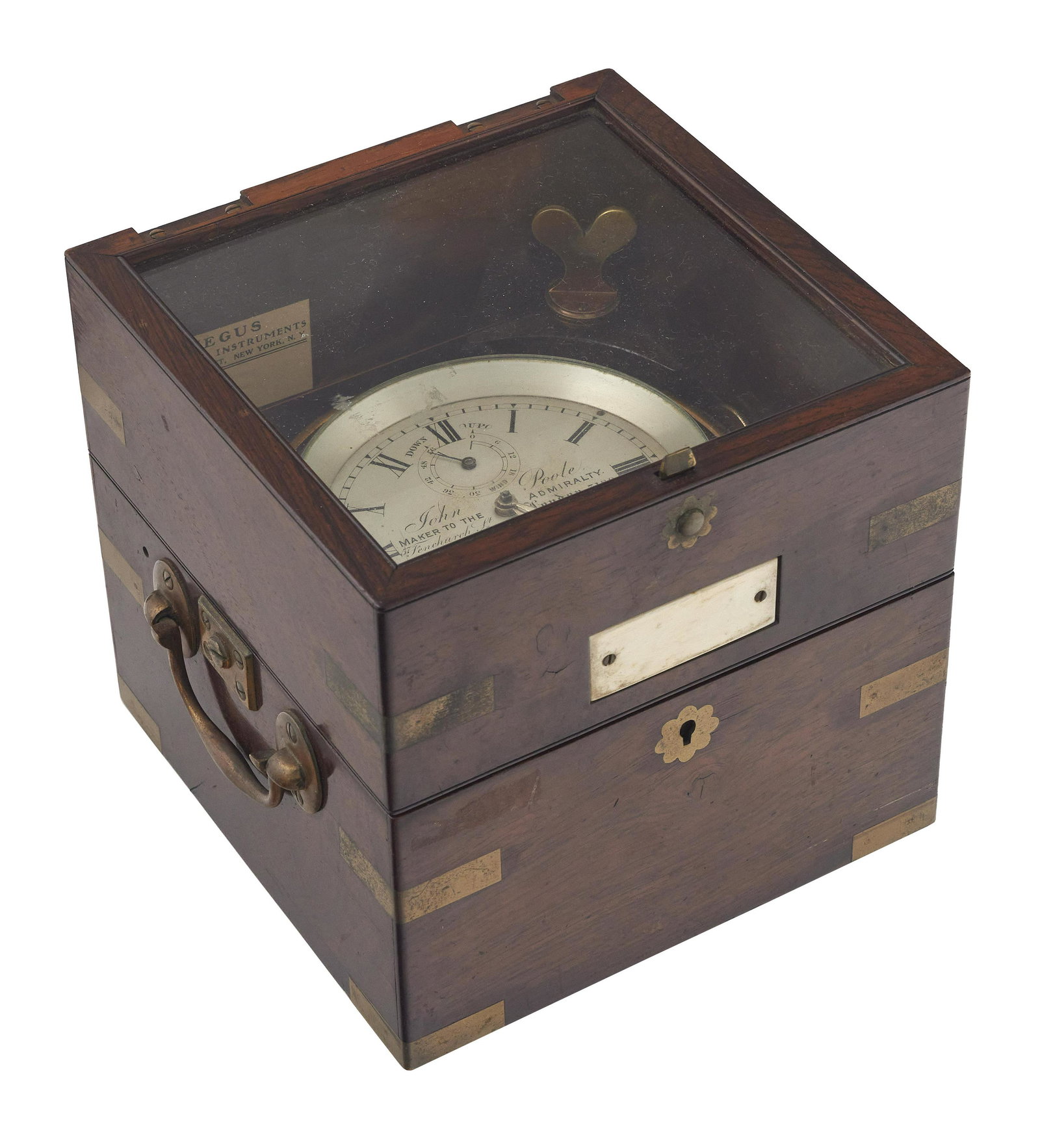 CASED YACHT CHRONOMETER BY JOHN POOLE Second Half of the 19th Century Case height 6.5î. Width (1 of 3)