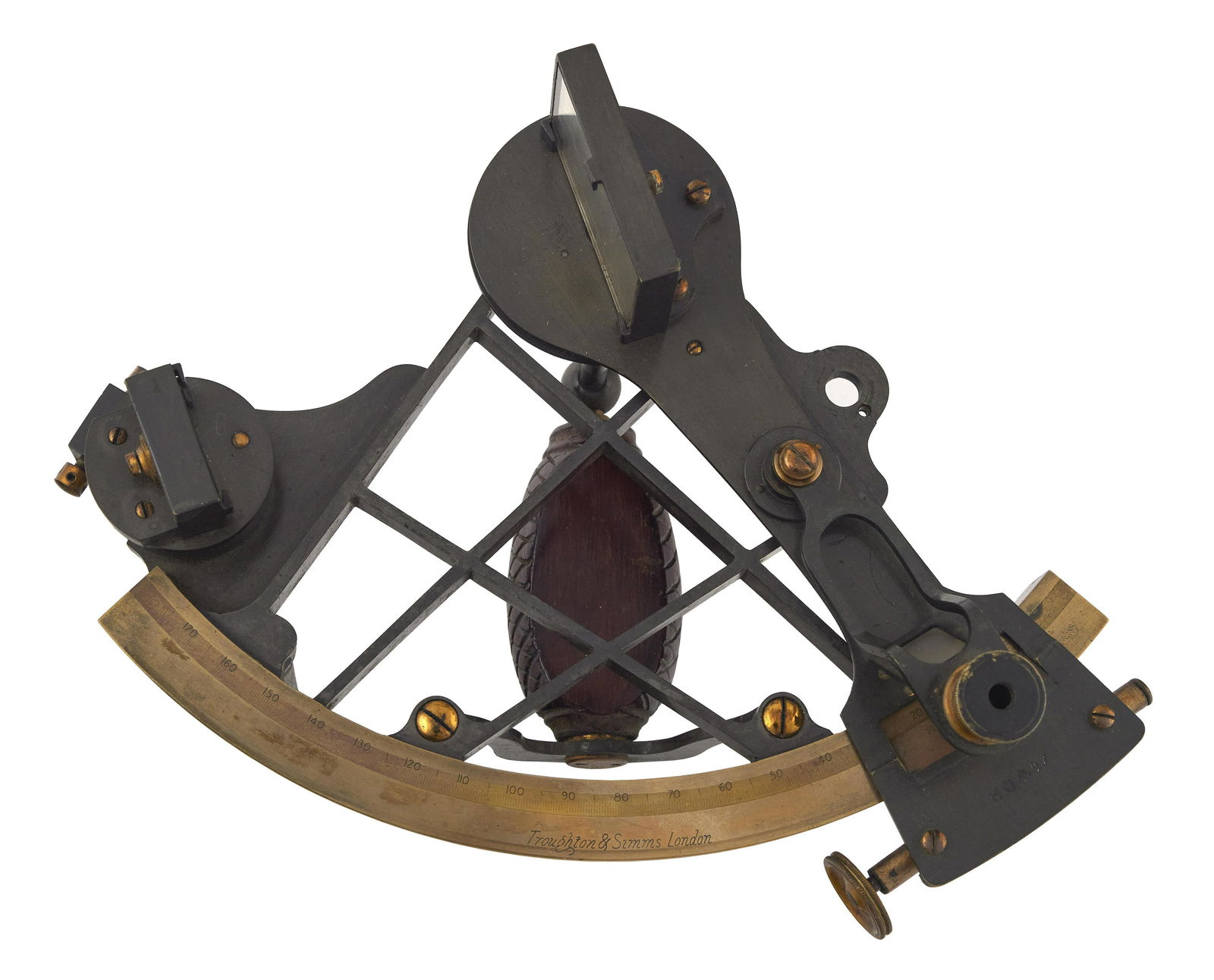 CASED BRASS SKELETONIZED SEXTANT Early 20th Century Case height 5î. Width 9.5î. Depth (1 of 2)
