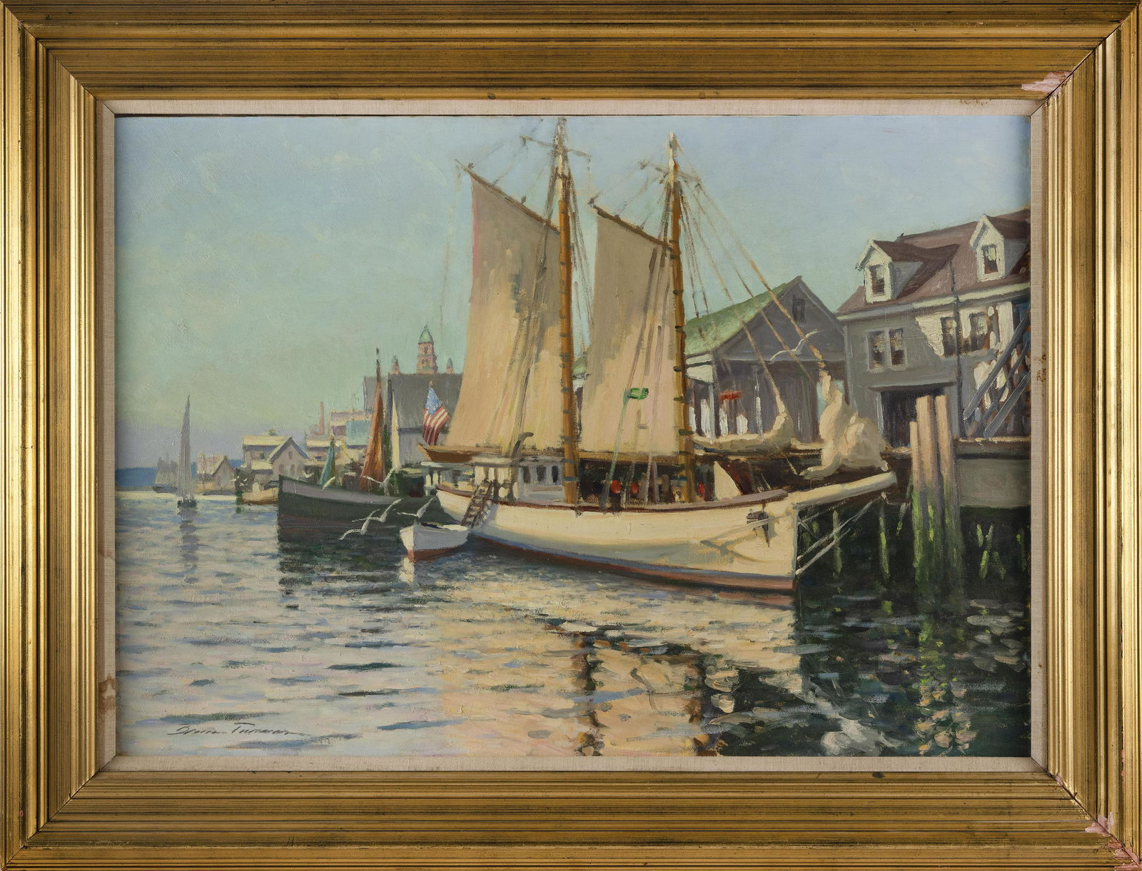 BRUCE BACKMAN TURNER (Massachusetts, 1941-), ìGloucester, Mass, The Coronet"., Oil on canvas, (1 of 2)