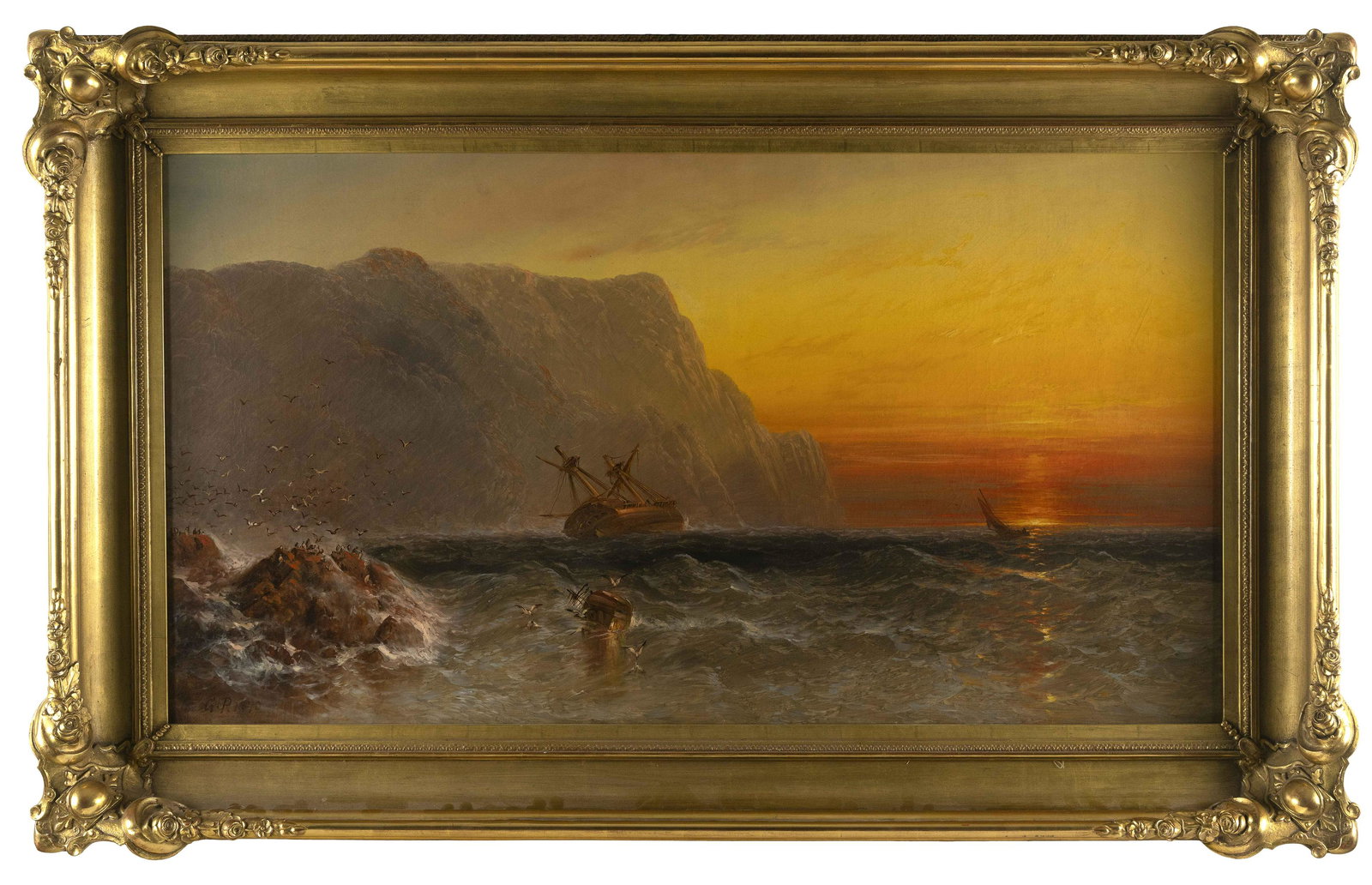 GRANVILLE PERKINS (New York/Maryland, 1830-1895), Shipwreck, 1870., Oil on canvas, 26" x 46". Framed (1 of 3)