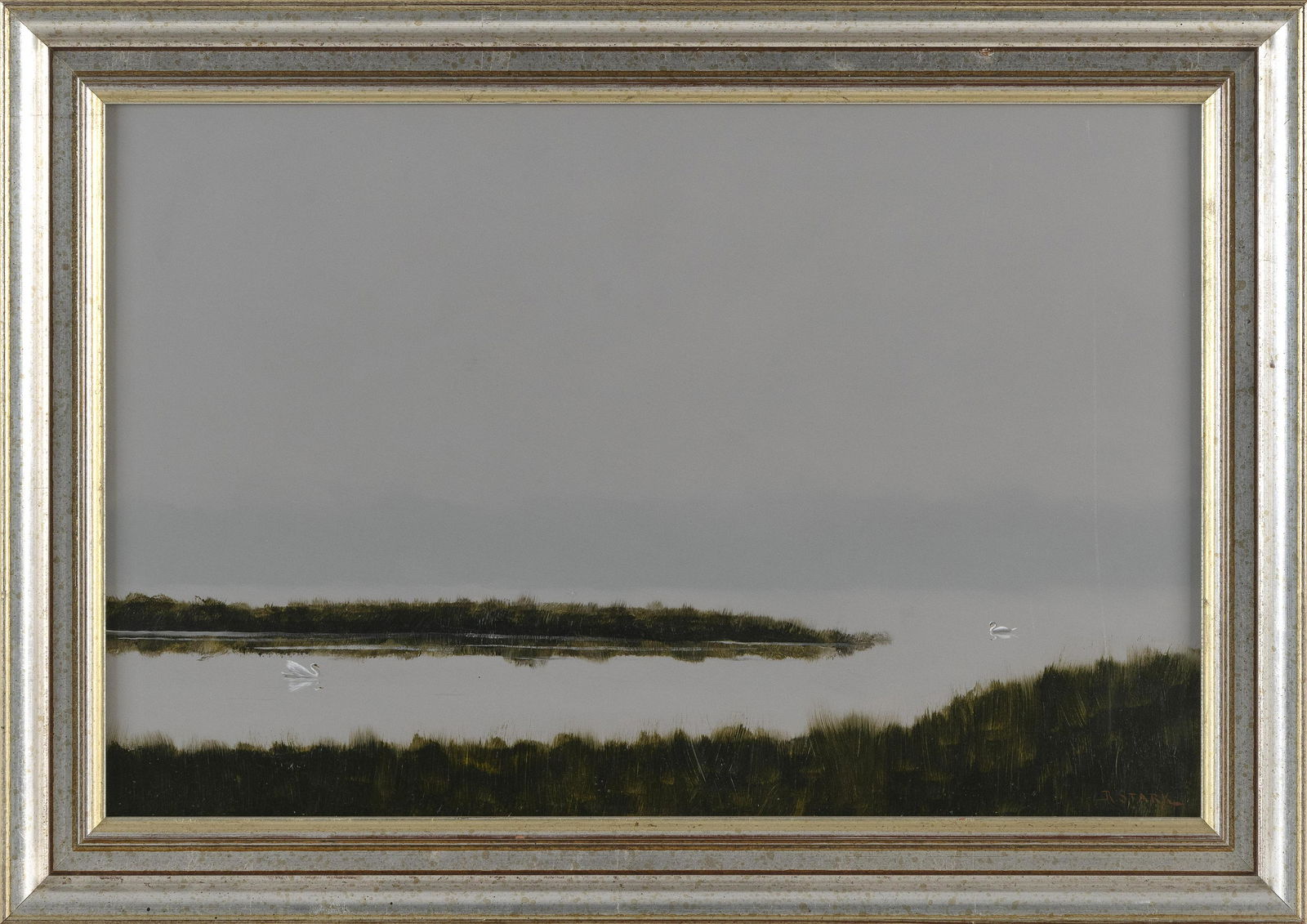 ROBERT W. STARK, JR. (Massachusetts, 1933-2014), Swans in an inlet, likely Nantucket., Oil on (1 of 2)