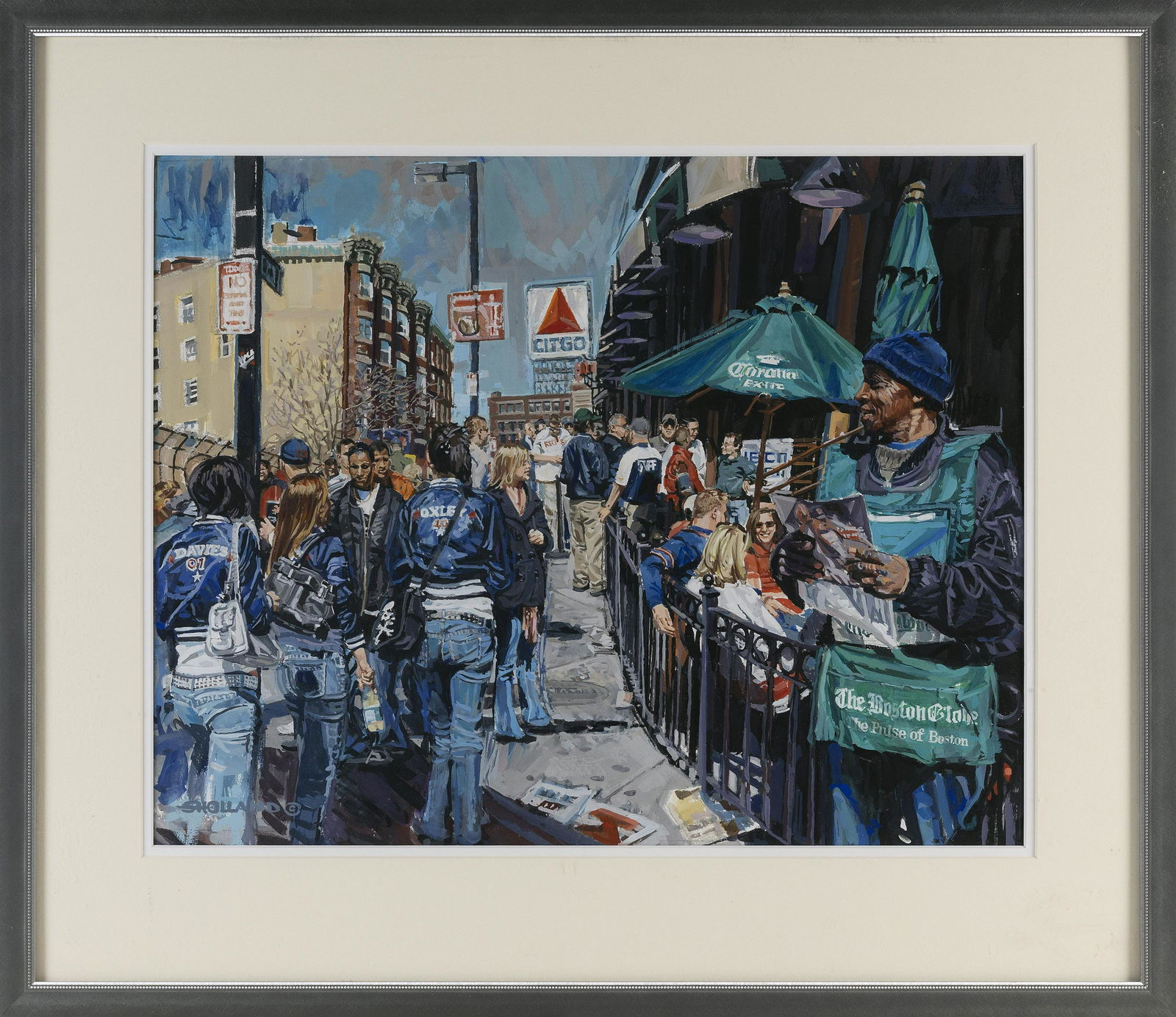 STEPHEN HOLLAND (California, Contemporary), Outside Fenway Park, Boston., Mixed media on paper, (1 of 2)