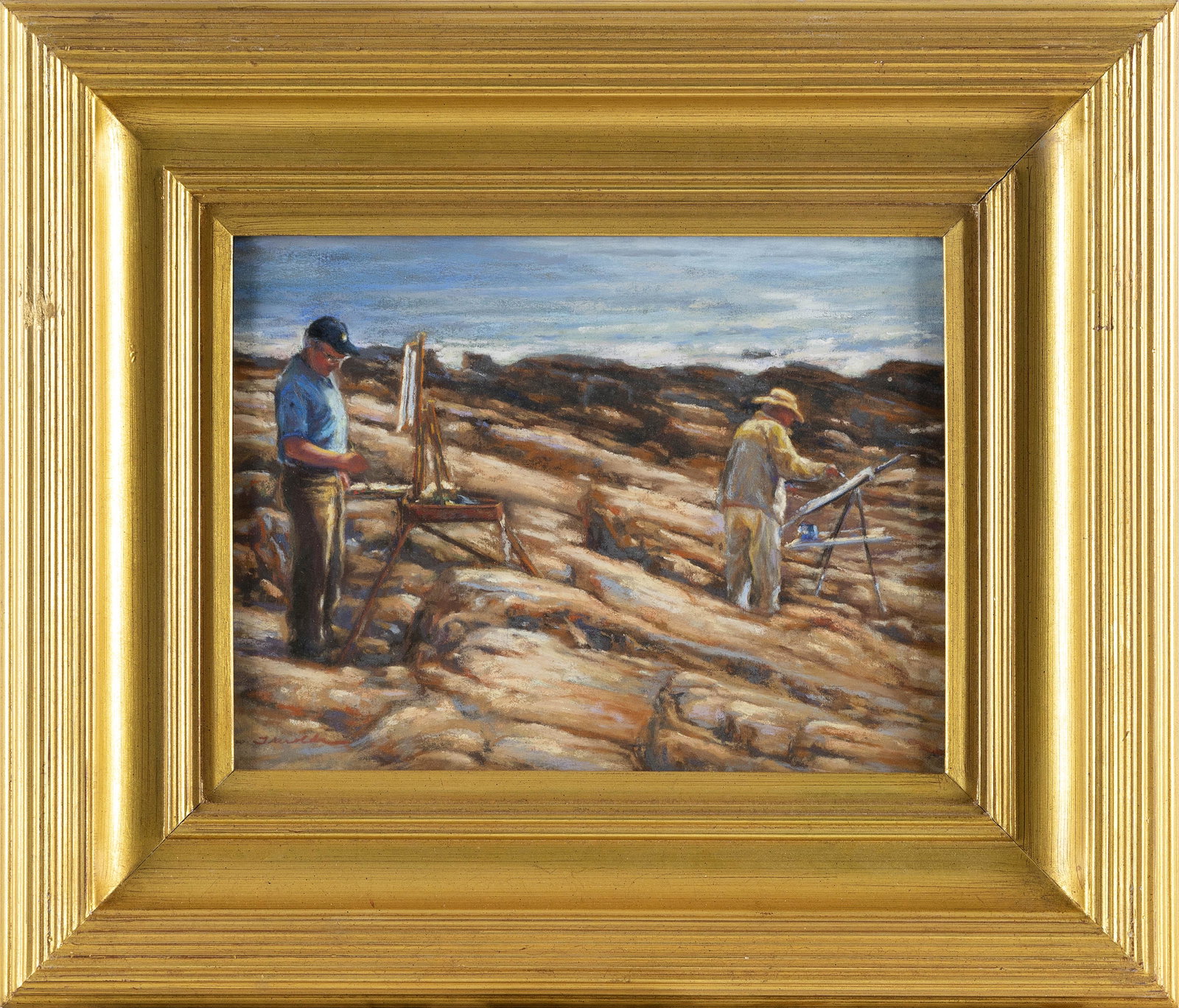 J.C. AIROLDI (New Hampshire, 1969-), Painters on the shore., Pastel on paper, 8.5î x 11.5î: J.C. AIROLDI New Hampshire, 1969- Painters on the shore. Signed lower left "Airoldi". Pastel on paper, 8.5î x 11.5î sight. Framed 15.75î x 19î.