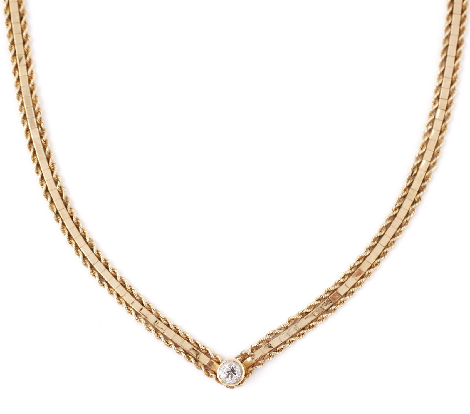 14KT YELLOW GOLD AND DIAMOND NECKLACE Approx. 7.40 total dwt. (1 of 1)