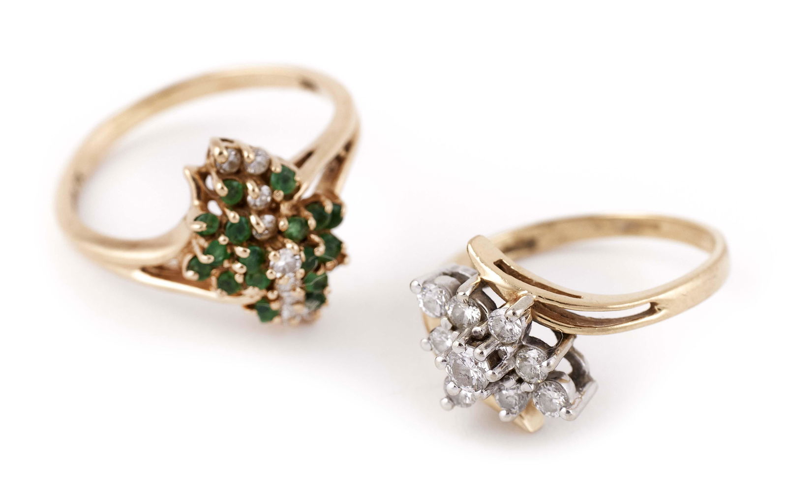 TWO 14KT GOLD CLUSTER RINGS Approx. 4.22 total dwt. (1 of 1)