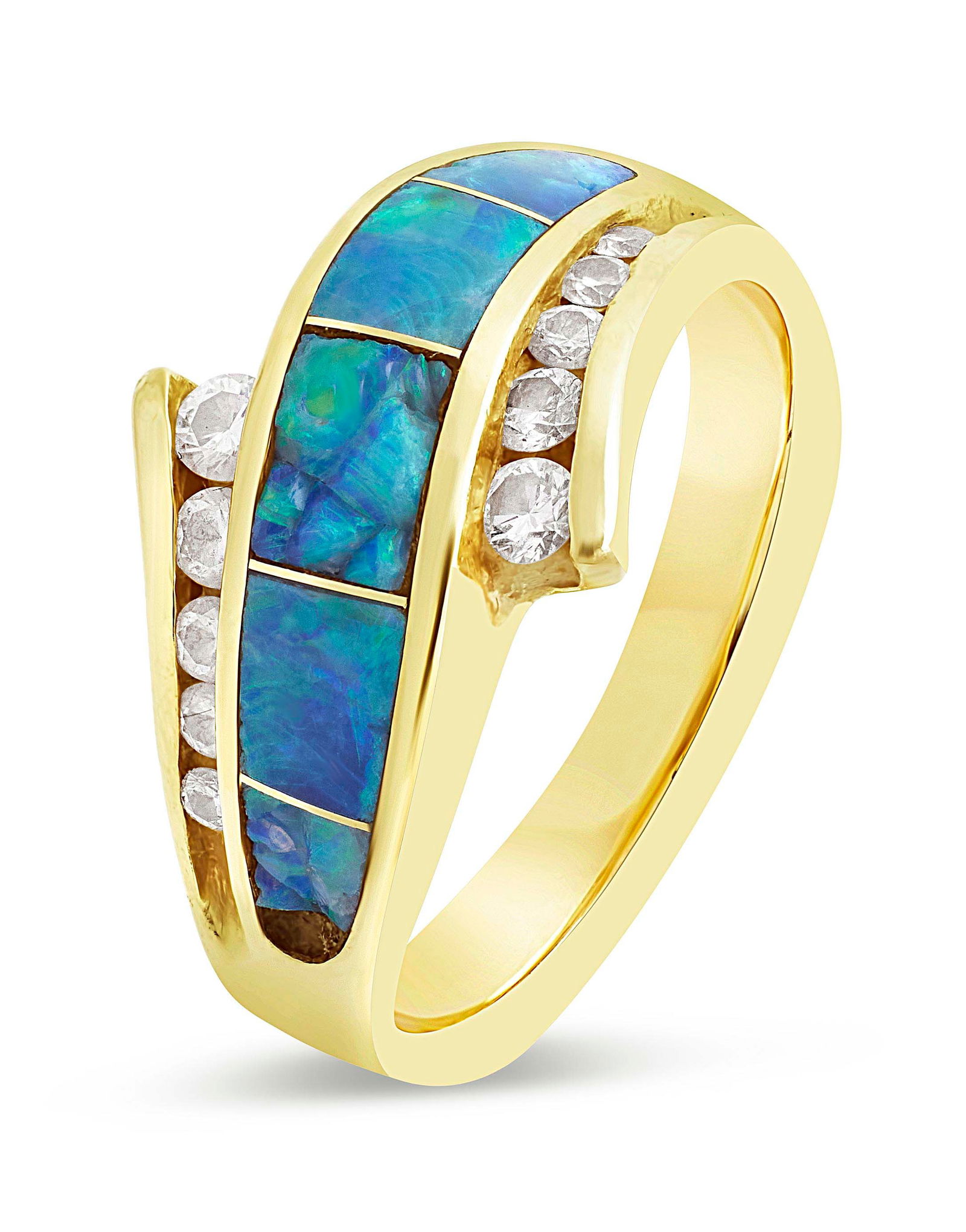 14KT YELLOW GOLD, DIAMOND AND OPAL RING Approx. 4.29 total dwt. (1 of 1)