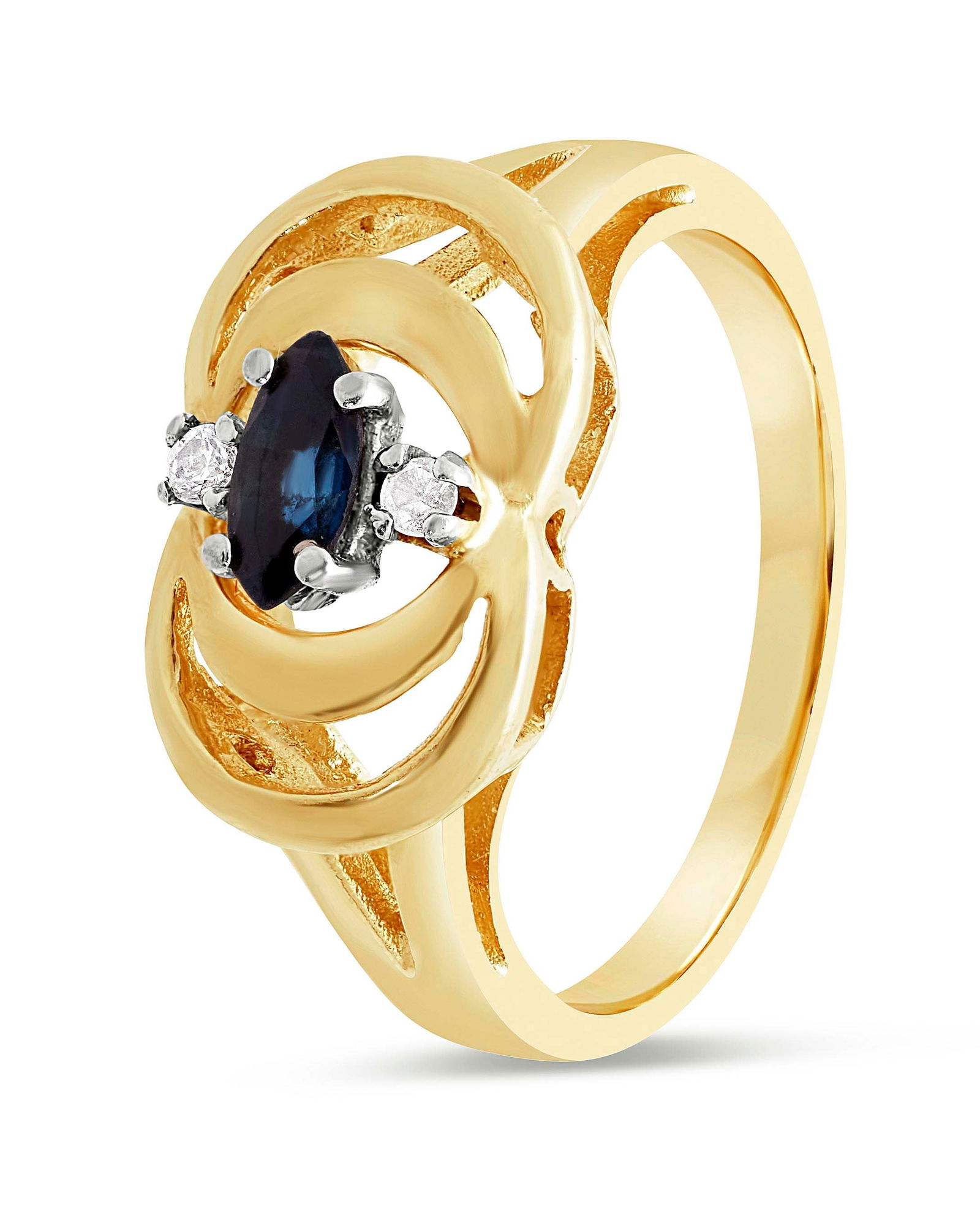 14KT YELLOW GOLD, DIAMOND AND SAPPHIRE RING Approx. 2.21 total dwt. (1 of 1)