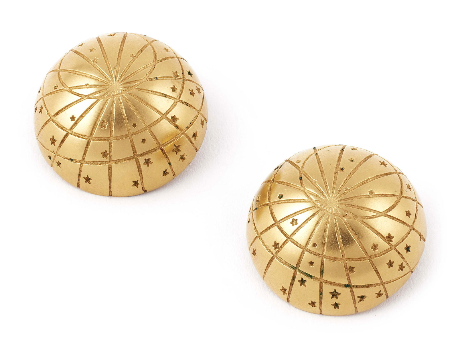 PAIR OF YELLOW GOLD PLATED HERMES ZODIAC DOME EARRINGS Approx. 16.82 total dwt. (1 of 1)