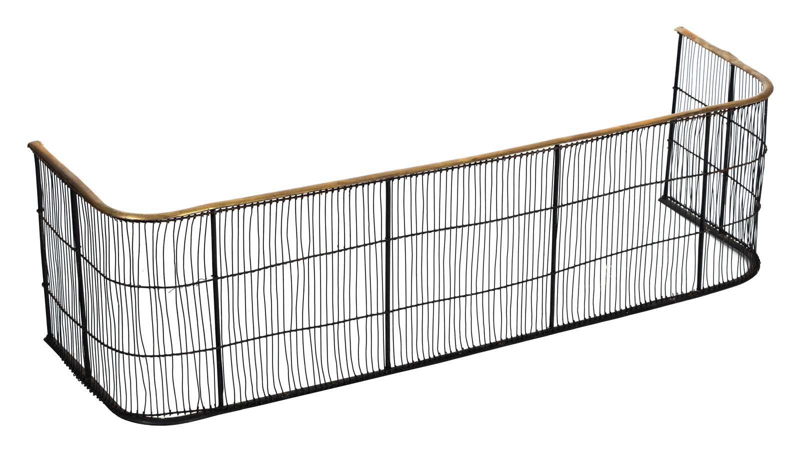 WIRE AND BRASS FIRE FENDER Circa 1800 Height 12”. Width 42.5”. Depth 12.5”. (1 of 1)