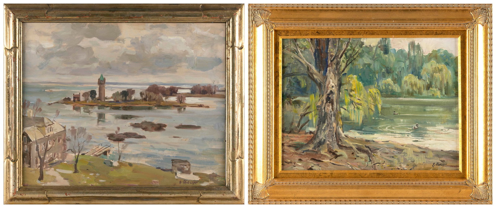 GEORGE CHEREPOV (Connecticut/Vermont/Russian Federation, 1909-1987), Two works: a seascape and a (1 of 5)