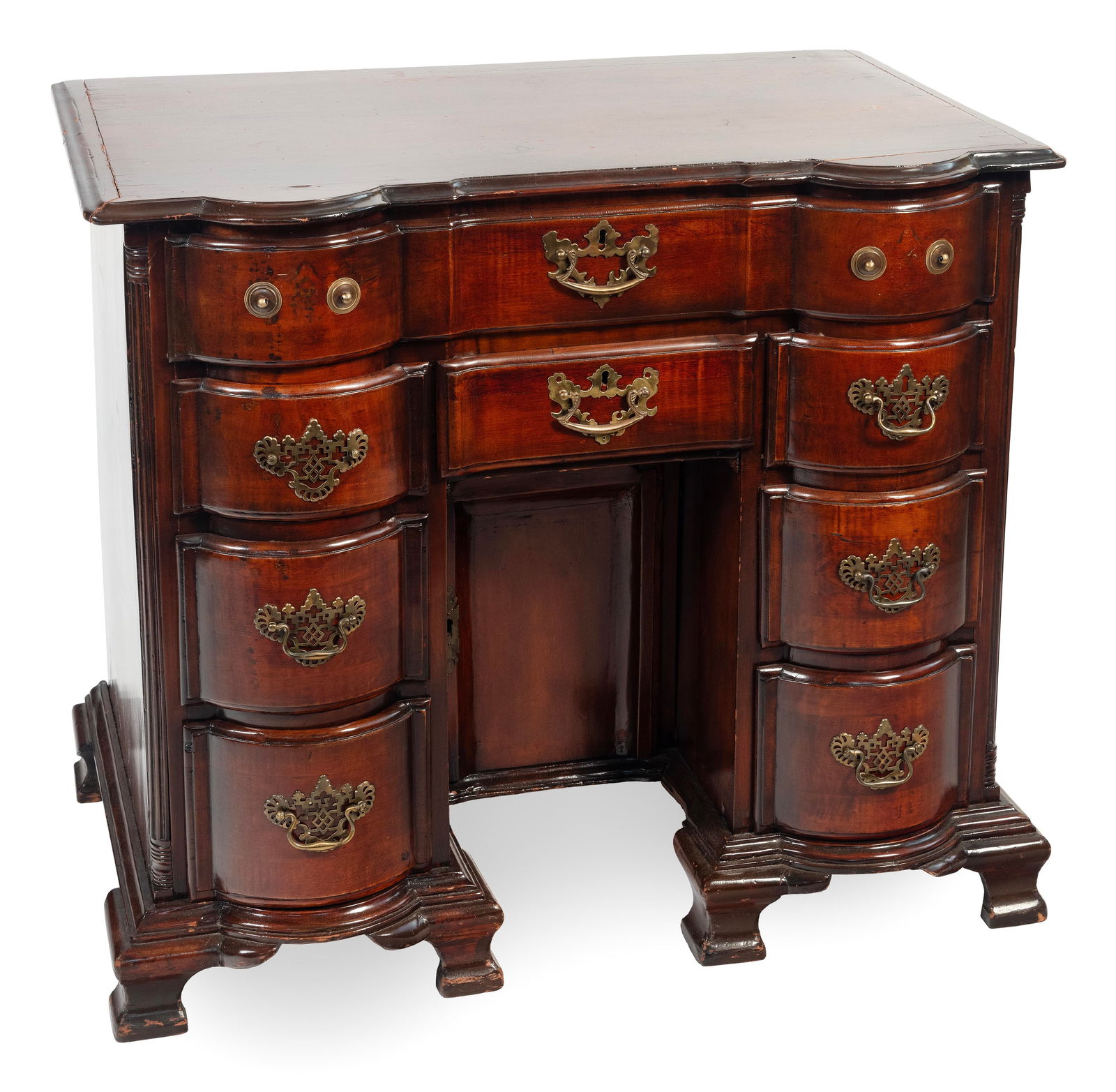 CHIPPENDALE BLOCK-FRONT KNEEHOLE DESK Late 18th Century Height 32î. Width 35.75î. Depth (1 of 3)