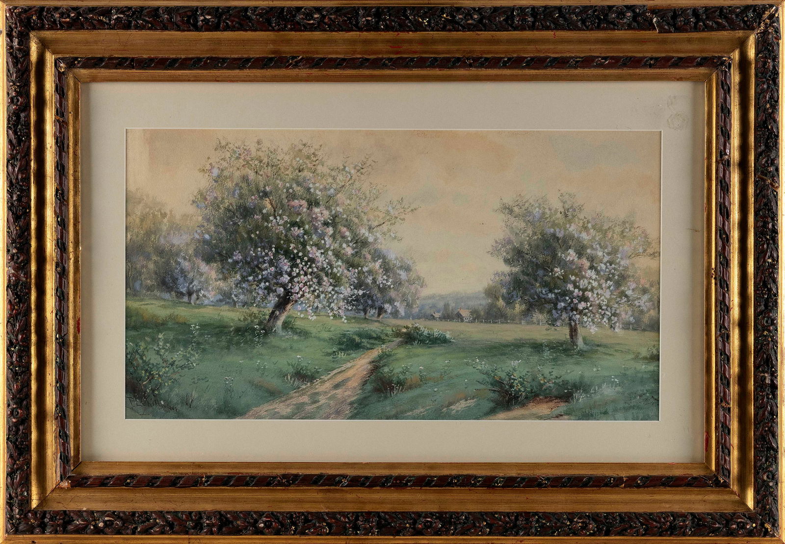 PHILIP EDWARD CHILLMAN (Pennsylvania/Europe, 1841-1915), Springtime landscape., Watercolor, 11" x (1 of 2)