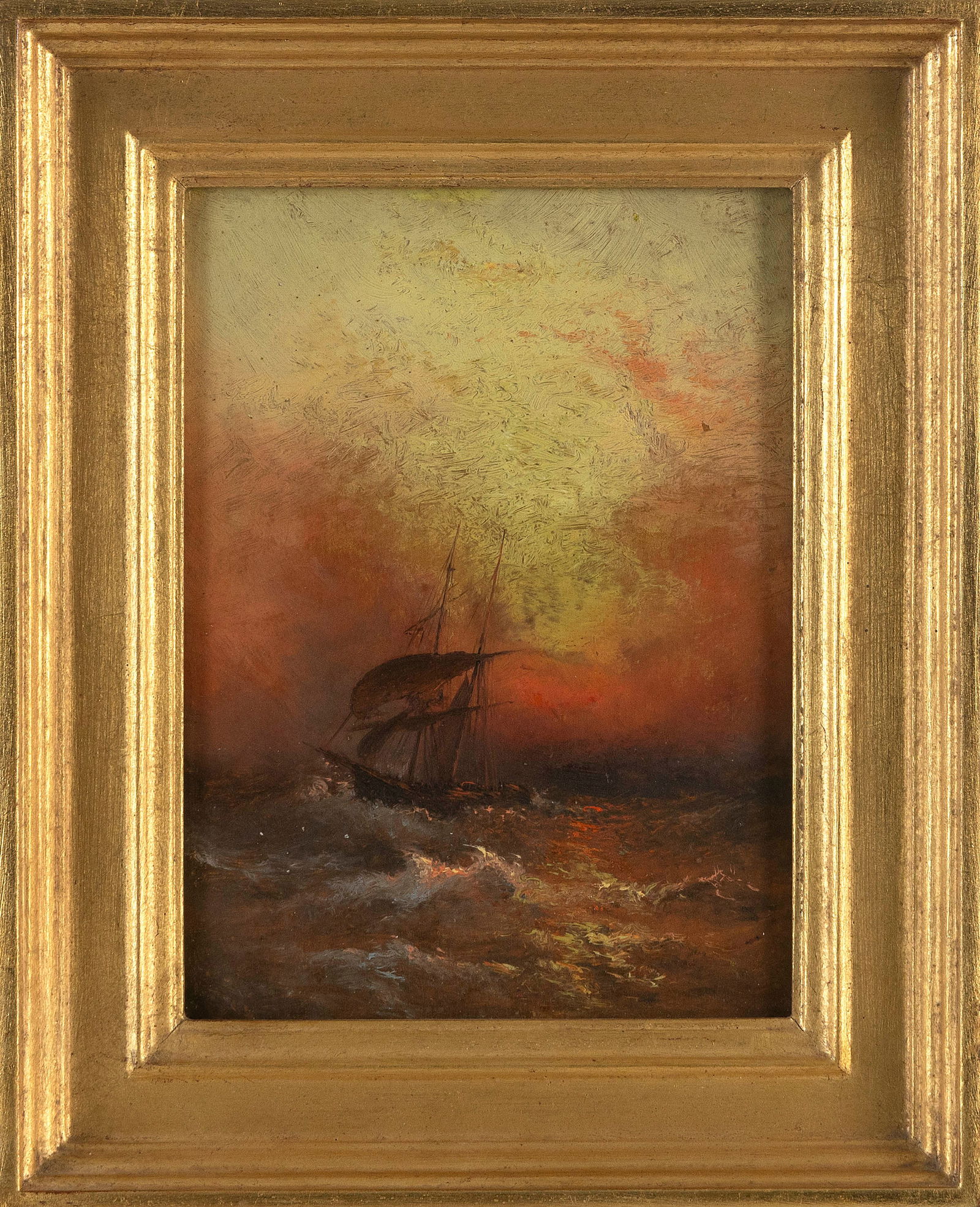MANNER OF CHARLES HENRY GIFFORD (America, 19th Century), A boat under sunset skies., Oil on panel, (1 of 2)