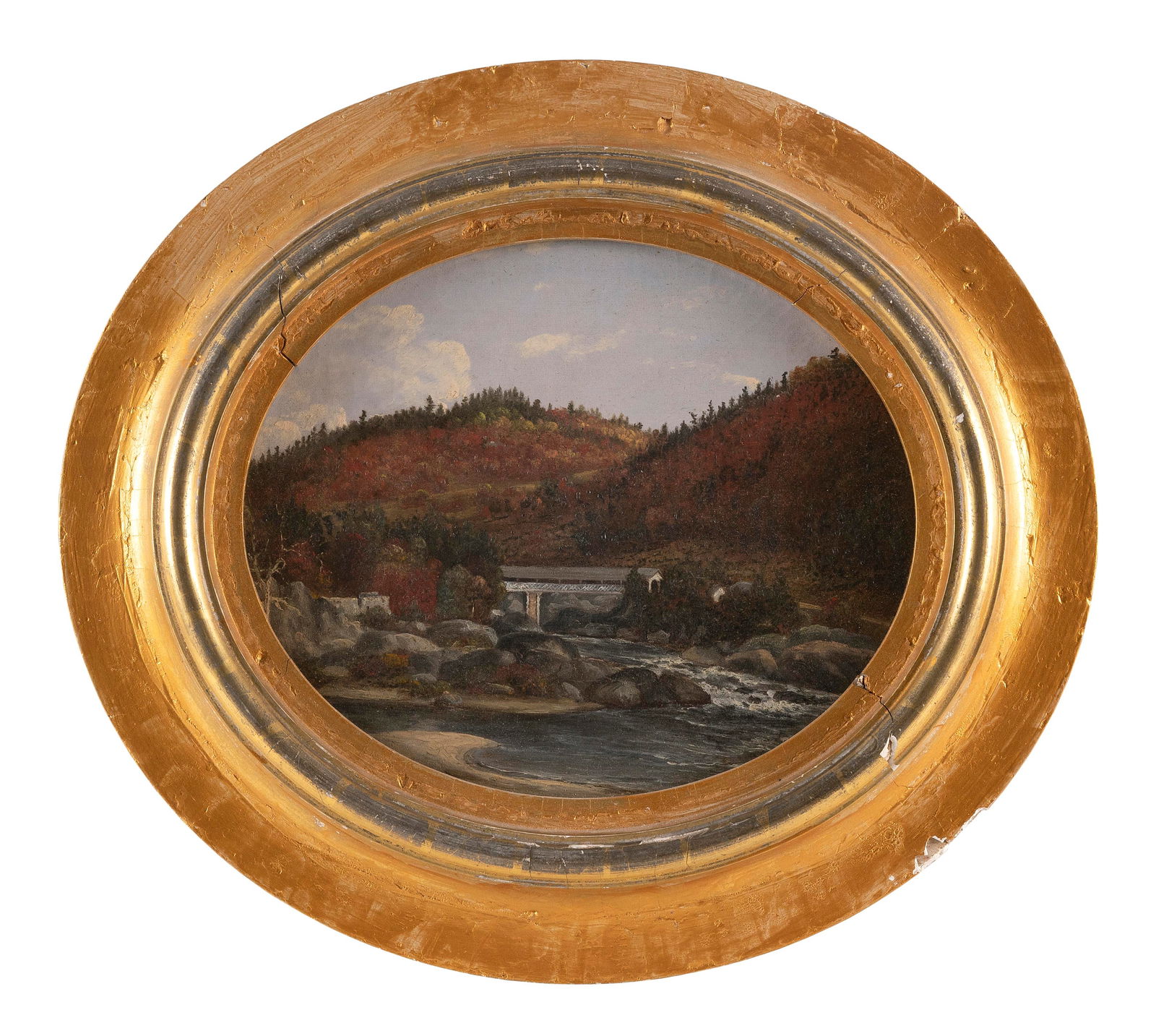 ATTRIBUTED TO CHARLES LOUIS HEYDE (Vermont, 1822-1892), Vermont riverscape., Oil on canvas, 10î (1 of 2)
