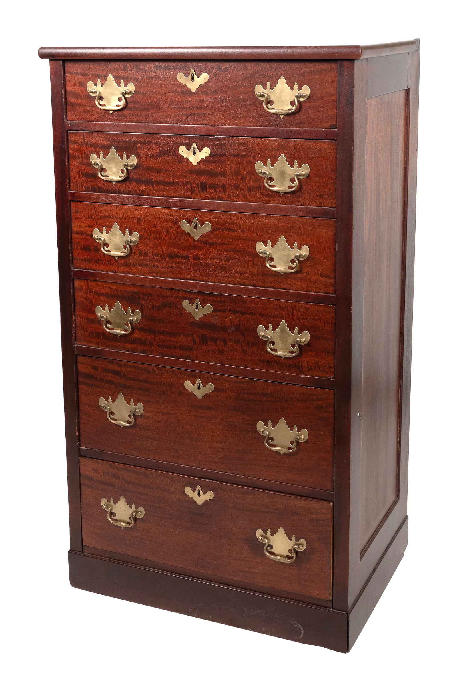 SIX-DRAWER TALL CHEST Late 19th/Early 20th Century Height 55.5". Width 31.5". Depth 21.5". (1 of 2)
