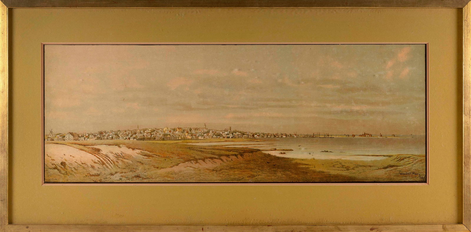 WENDELL MACY (Massachusetts, 1845-1913), Colored lithograph view of Nantucket, circa 1881., On (1 of 2)