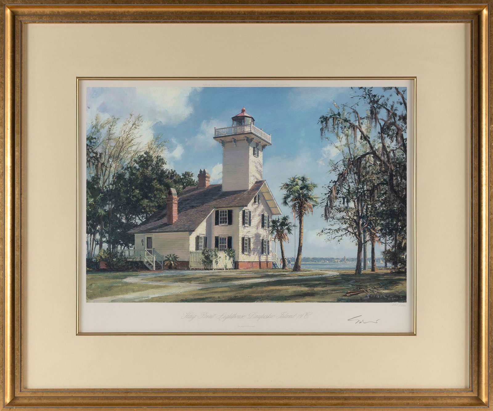 JOHN STOBART (Massachusetts/Florida/England, 1929-2023), "Haig Point Lighthouse, Daufuskie Island,: JOHN STOBARTMassachusetts/Florida/England, 1929-2023"Haig Point Lighthouse, Daufuskie Island, S.C.". Signed in pencil lower right "Stobart". Numbered 225/500 lower right.Limited ed