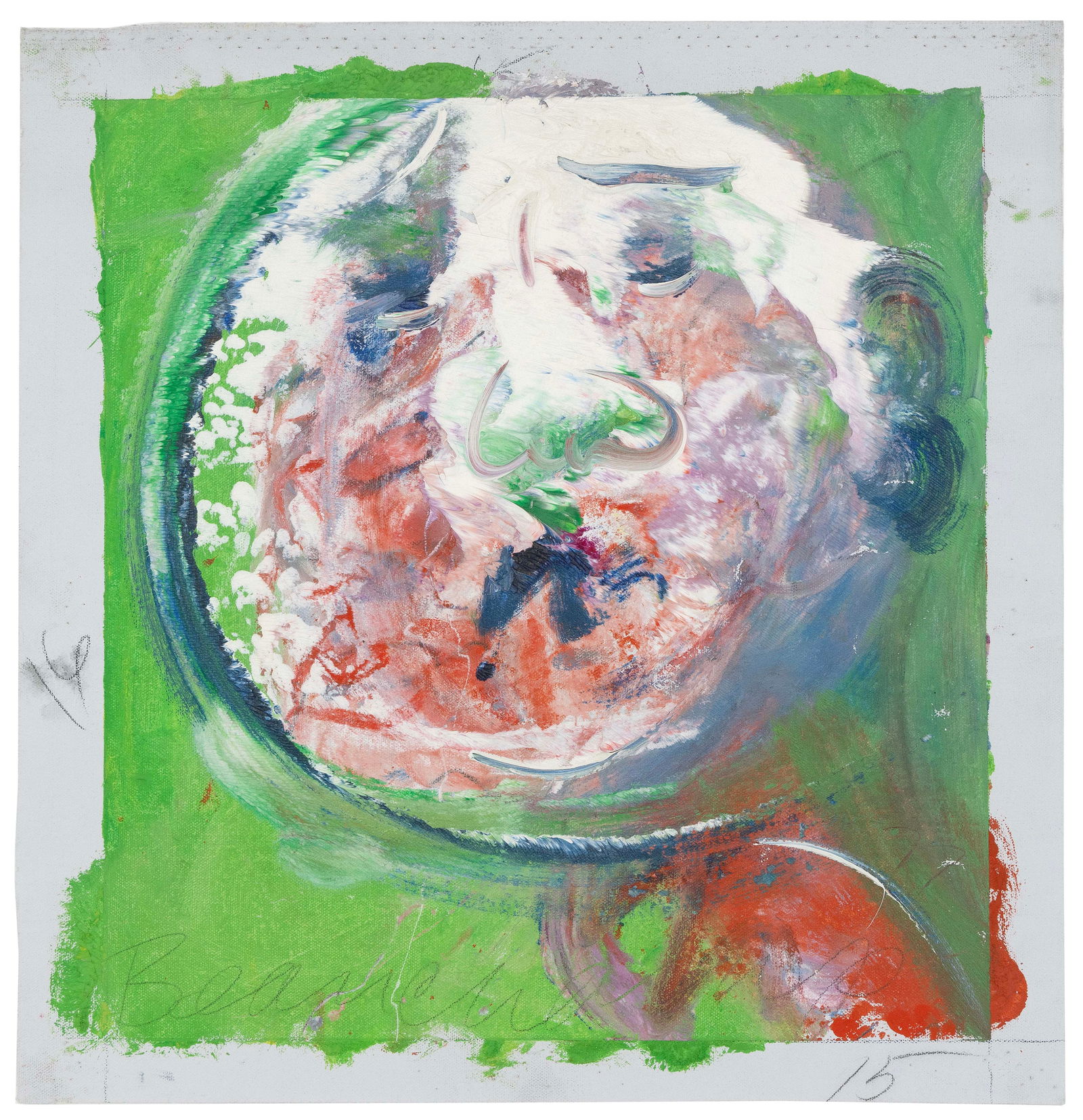 ROBERT BEAUCHAMP (New York/Massachusetts/Colorado, 1923-1995), Circular head., Oil on unstretched (1 of 1)