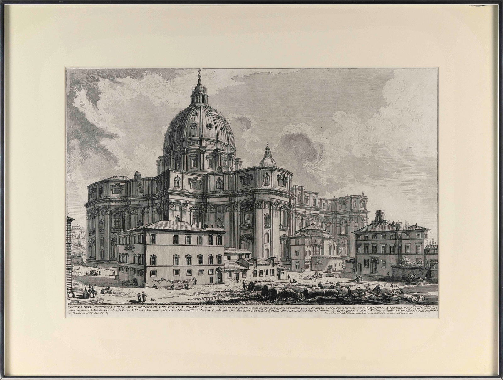 GIOVANNI BATTISTA PIRANESI (Italy, 1720-1778), "Veduta dell'Esterno della Gran Basilica di S. Pietro (1 of 3)