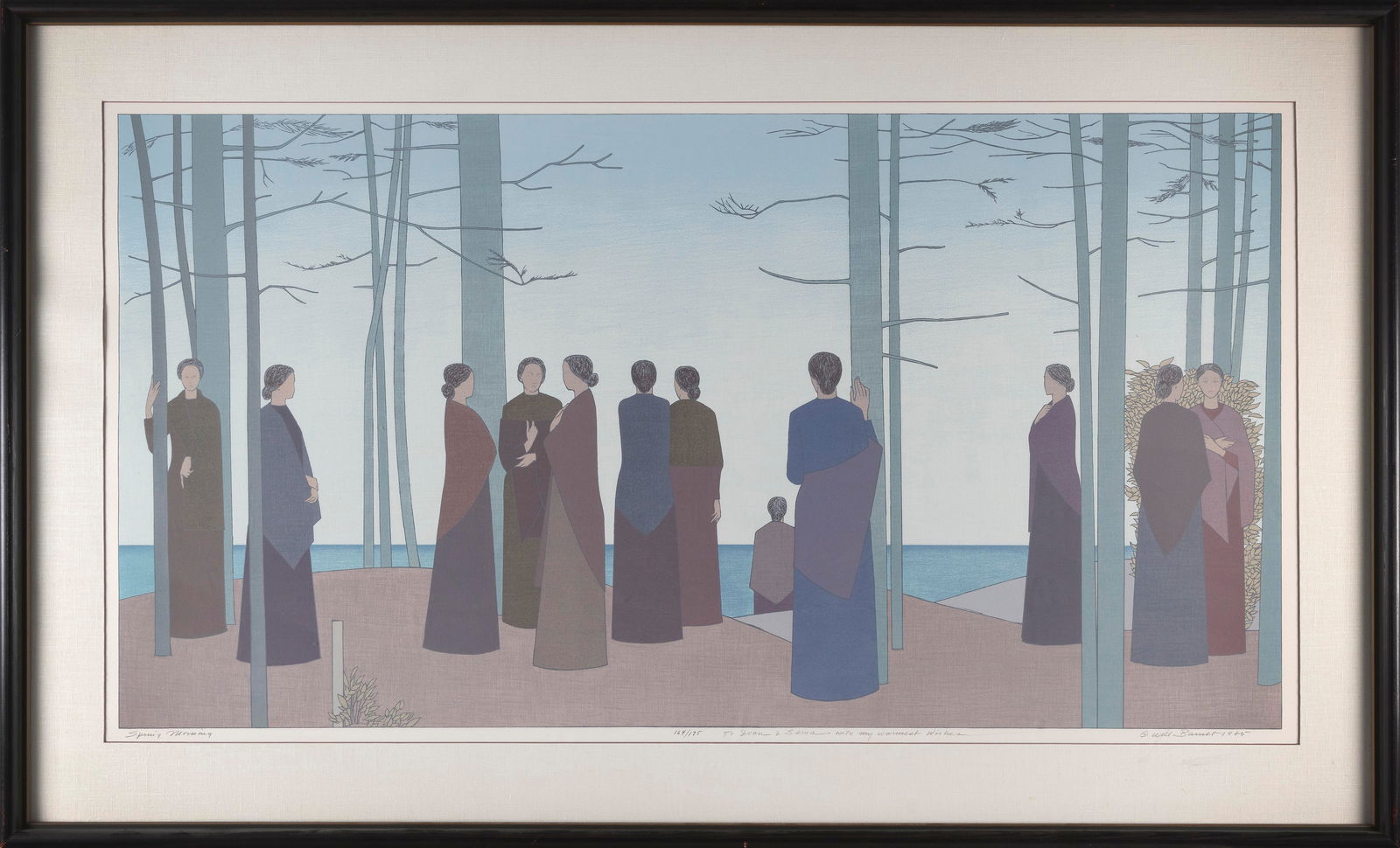 WILL BARNET (Massachusetts/New York, 1911-2012), ìSpring Morningî, 1985., Color: WILL BARNETMassachusetts/New York, 1911-2012ìSpring Morningî, 1985. Signed, titled, dated, numbered 38/175, and dedicated "To Ivan and Sema with warmest wishes ..." in pencil lower