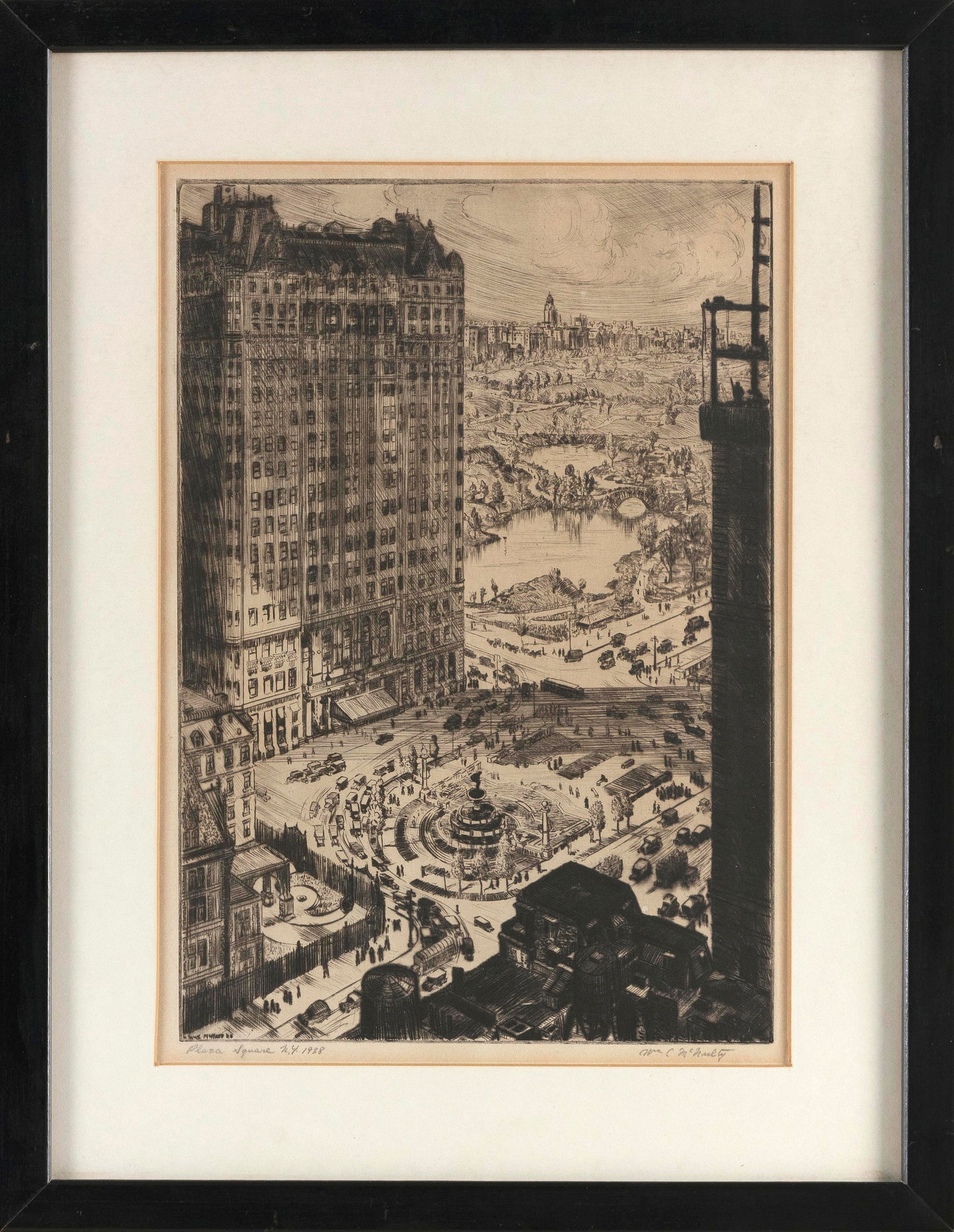 WILLIAM CHARLES MCNULTY (New York/Massachusetts, 1884-1963), "Plaza Square, NYî, 1928., (1 of 2)