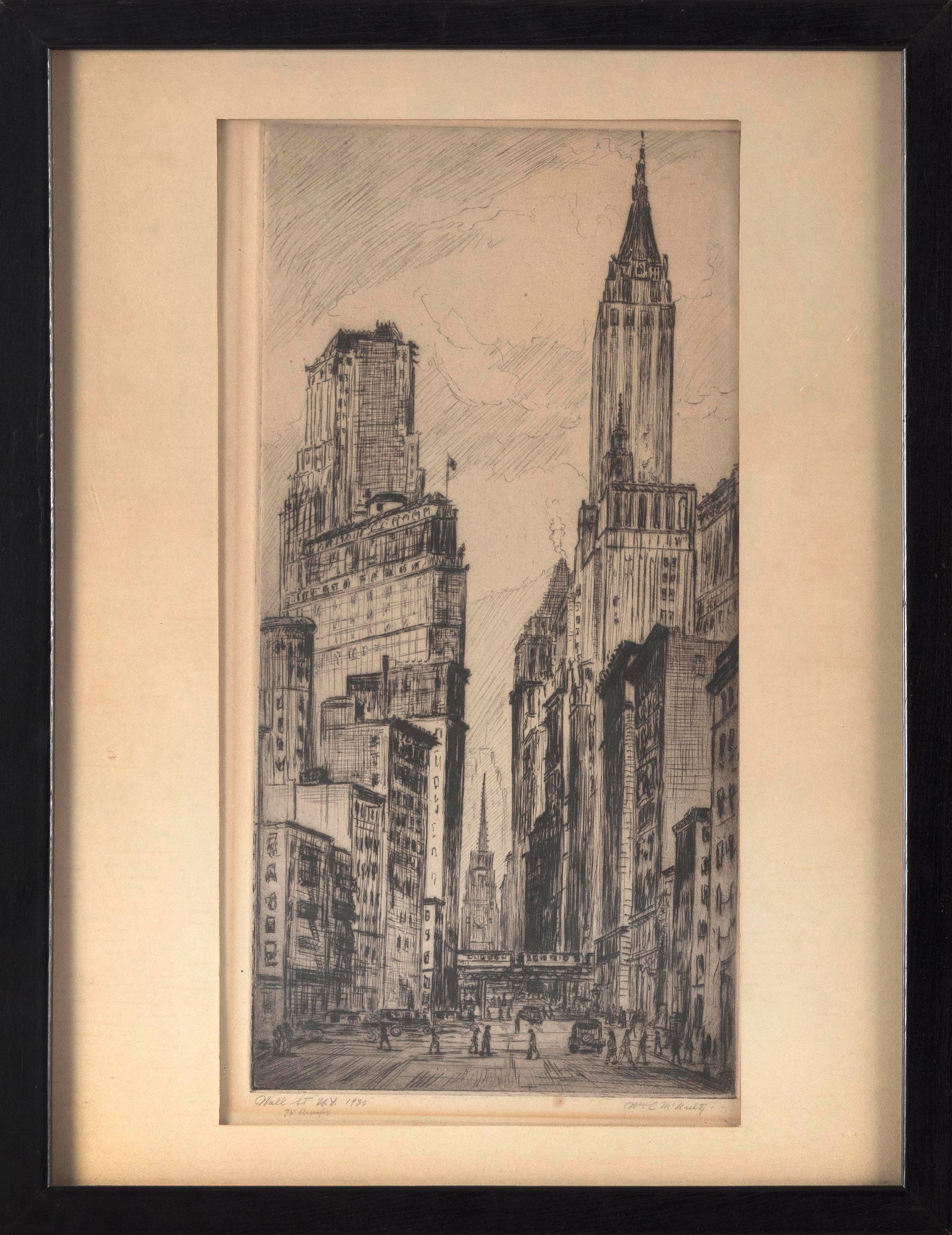 WILLIAM CHARLES MCNULTY (New York/Massachusetts, 1884-1963), "Wall Street, NY", 1930., Drypoint, (1 of 2)