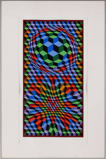VICTOR VASARELY (France/Hungary, 1906-1997), ìPrismsî., Color screenprint, 25î x: VICTOR VASARELYFrance/Hungary, 1906-1997ìPrismsî. Signed and numbered 46/125 in pencil lower margin.Color screenprint, 25î x 13î. Framed 35.5î x 23.5î. Provenance:The Sem