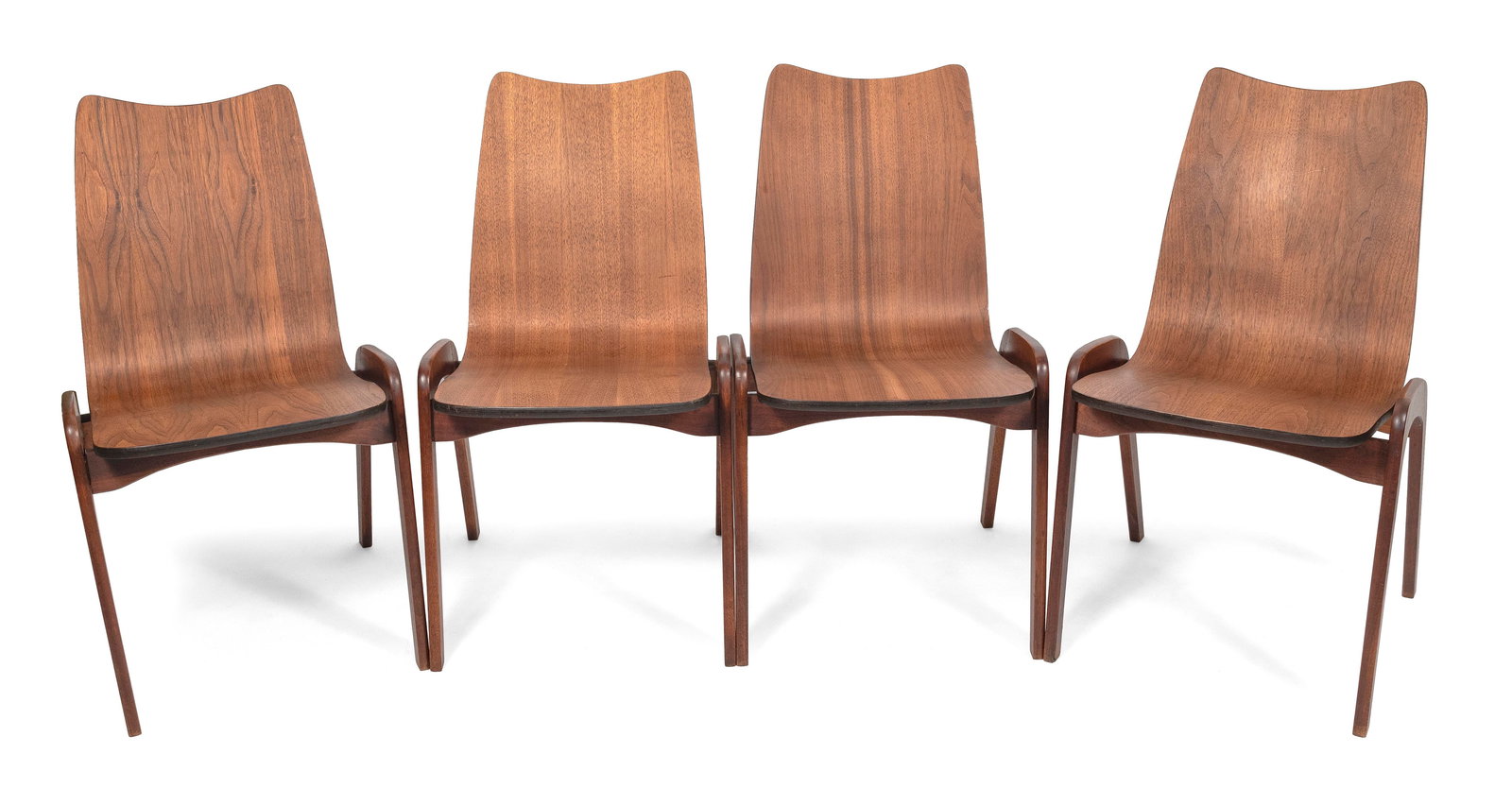 SET OF FOUR PLYCRAFT BENTWOOD CHAIRS 20th Century Back heights 33". Seat heights 18".: SET OF FOUR PLYCRAFT BENTWOOD CHAIRS20th CenturyUnmarked.Back heights 33". Seat heights 18".