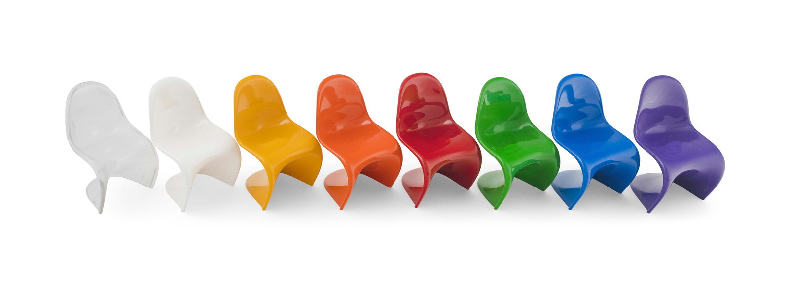 SET OF EIGHT VITRA DESIGN MUSEUM VERNER PANTON "PANTON" MINIATURE CHAIRS 20th Century Heights 6". (1 of 1)