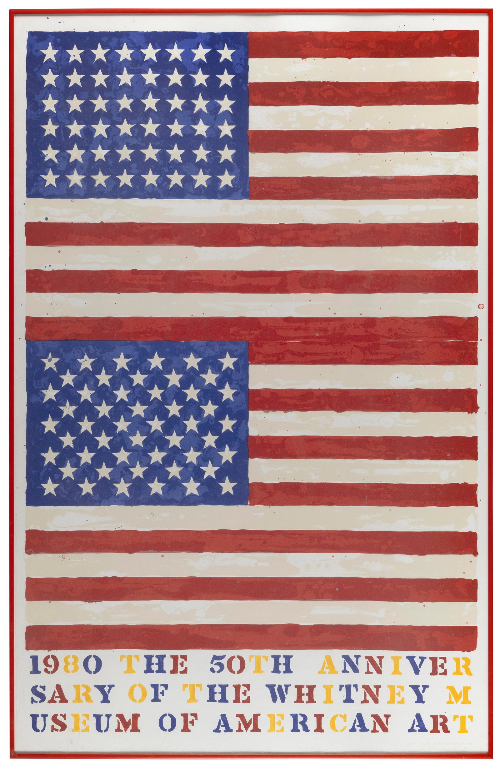 AFTER JASPER JOHNS (New York, 1930-), Two Flags ("1980 The 50th Anniversary of the Whitney Museum of (1 of 2)