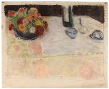 DAVID FERTIG (New Jersey/New York, 1946-), Still life with cups, circa 1982., Pastel on paper, sheet: DAVID FERTIGNew Jersey/New York, 1946-Still life with cups, circa 1982. Signed lower center "David Fertig".Pastel on paper, sheet 24" x 30". Unframed.