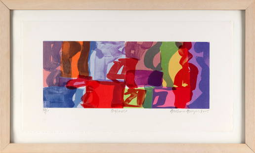 MELISSA MEYER (New York, 1947-), “Bogliasco (No. 12)"., Lithograph, sheet 13" x 24.5". Framed : MELISSA MEYERNew York, 1947-“Bogliasco (No. 12)". Signed in pencil in lower right. Titled lower center and on gallery label verso. Numbered 387/600 lower left.Lithograph, sheet 13" x 24.5". Fram