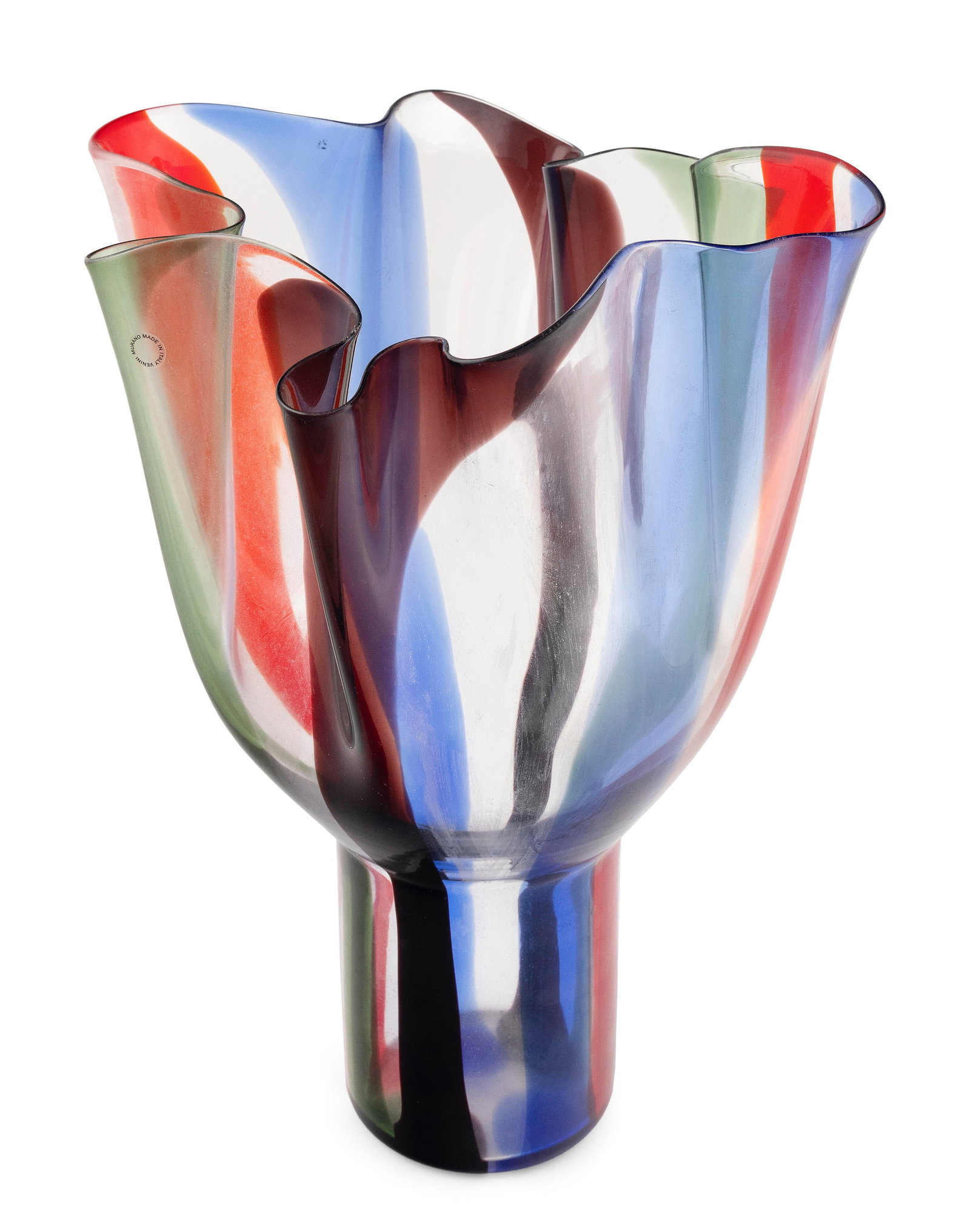 TIMO SARPANEVA FOR VENINI "KUKINTO" HAND-BLOWN GLASS VASE Dated 2002 Height 18.75". Length across mo (1 of 2)